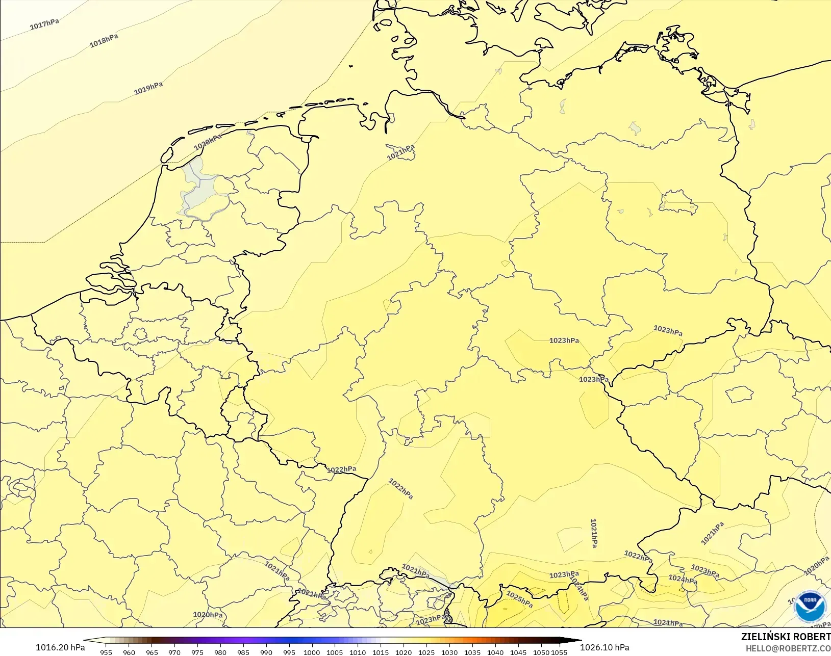 GFS modelo - Alemania, Presión