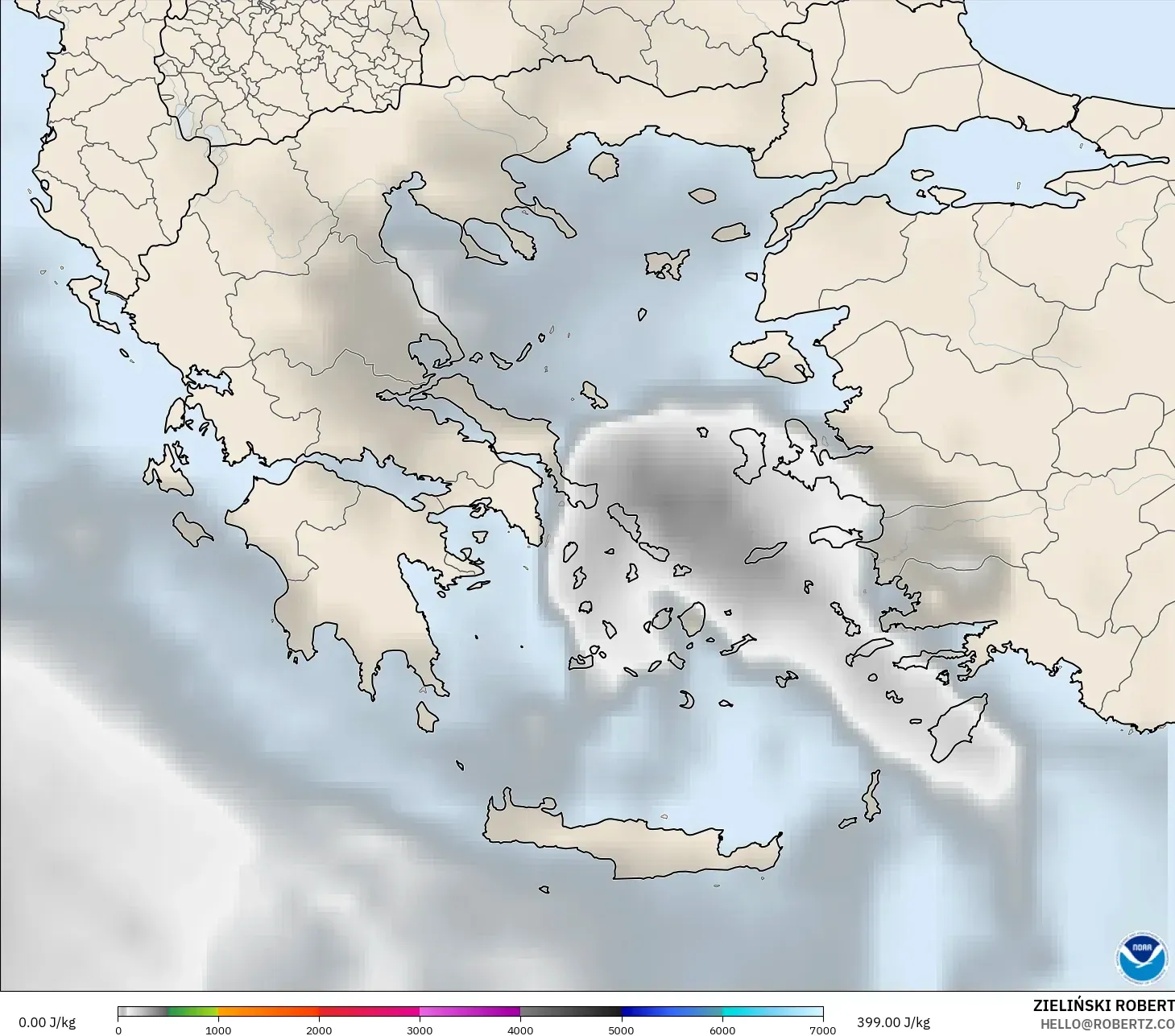 GFS modelo - Grecia, CAPE