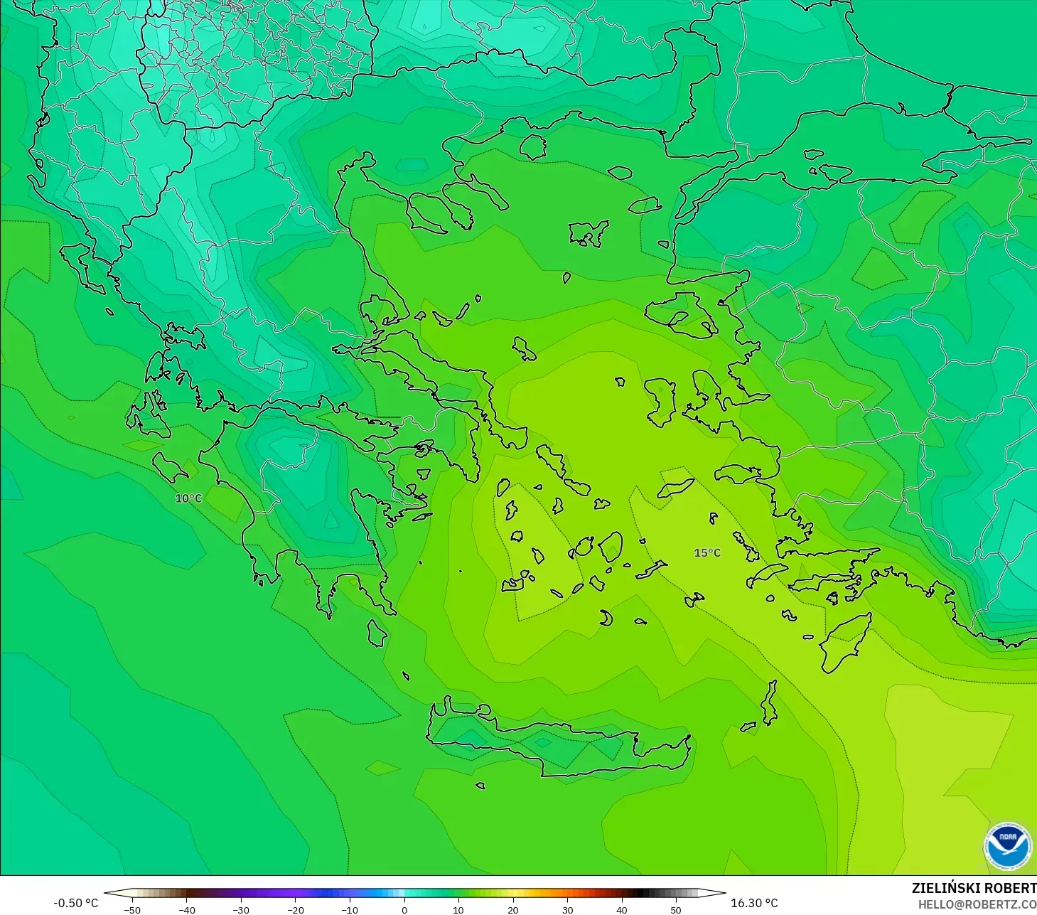 GFS modelo - Grecia, Punto de rocío a 2 m