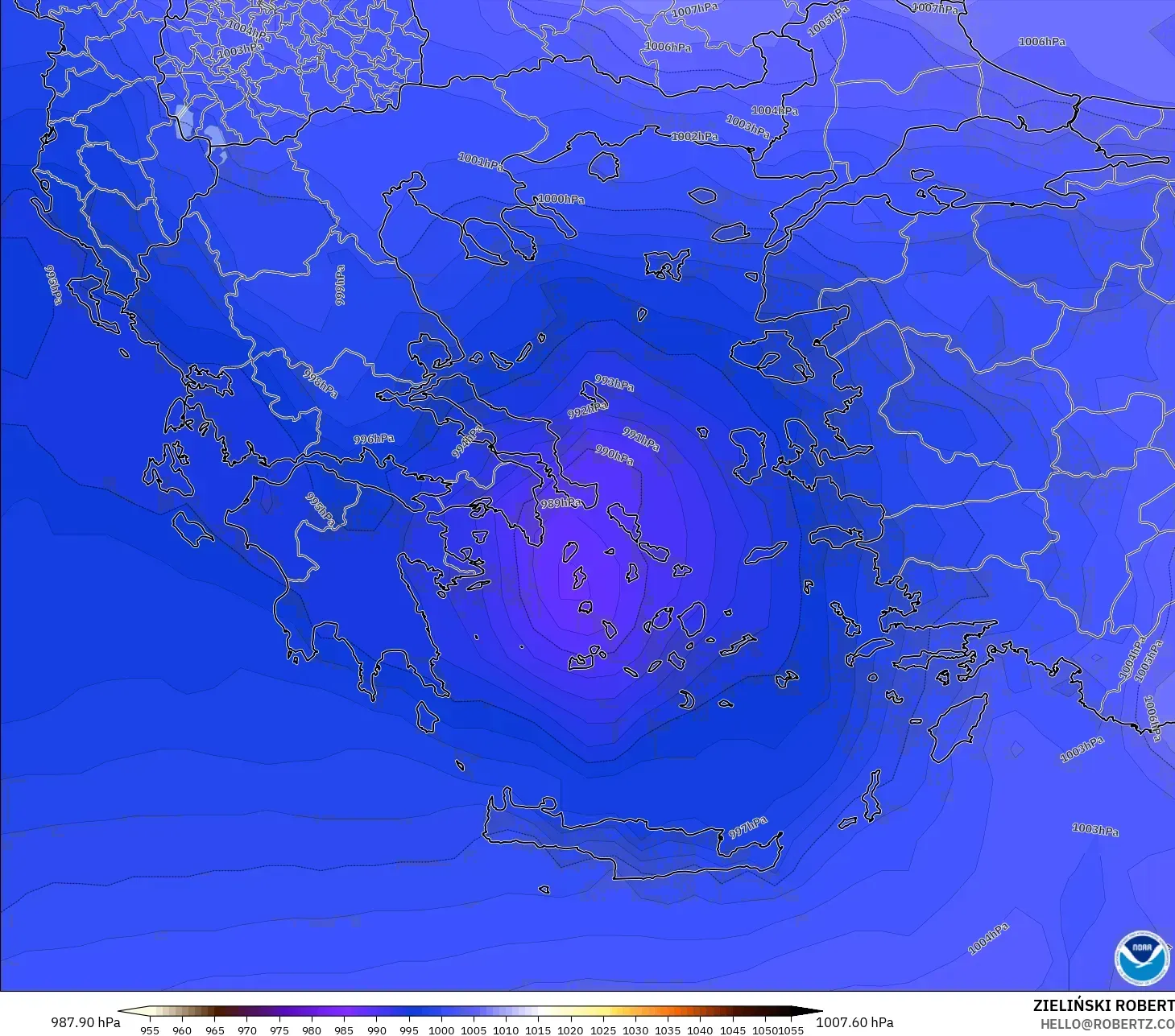 GFS modelo - Grecia, Presión