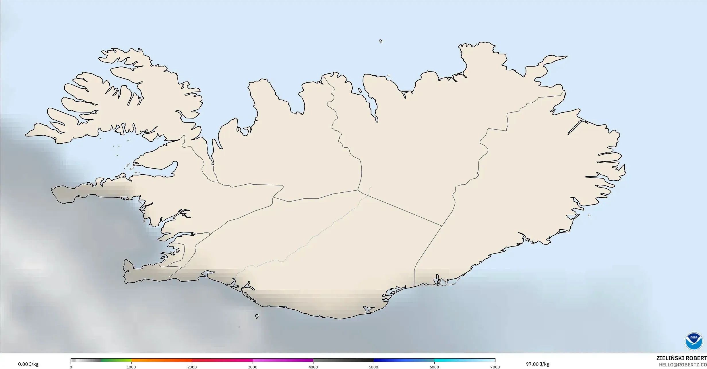 GFS modelo - Islandia, CAPE