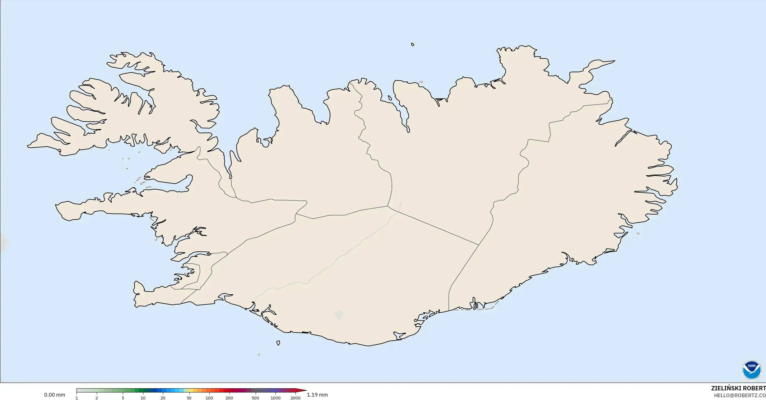 GFS modelo - Islandia, Acumulación de precipitación