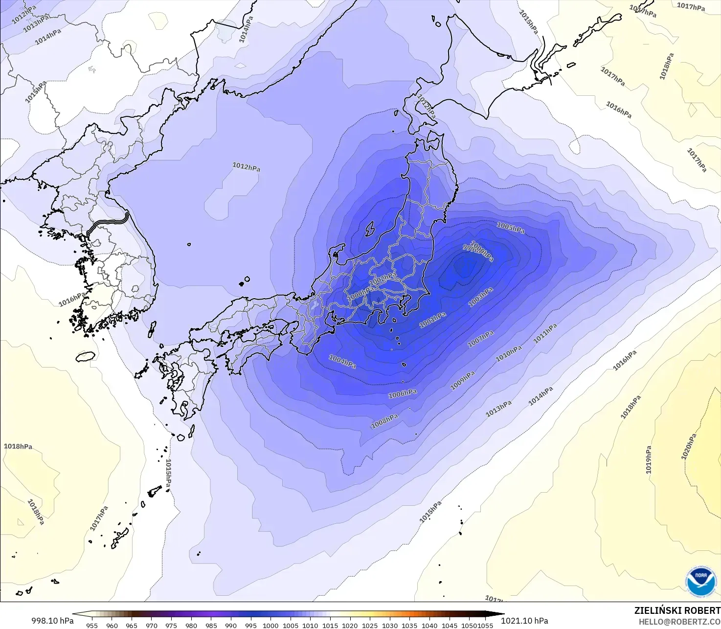 GFS modelo - Japón, Presión