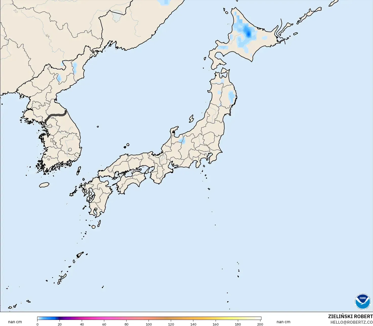 GFS modelo - Japón, Profundidad de nieve