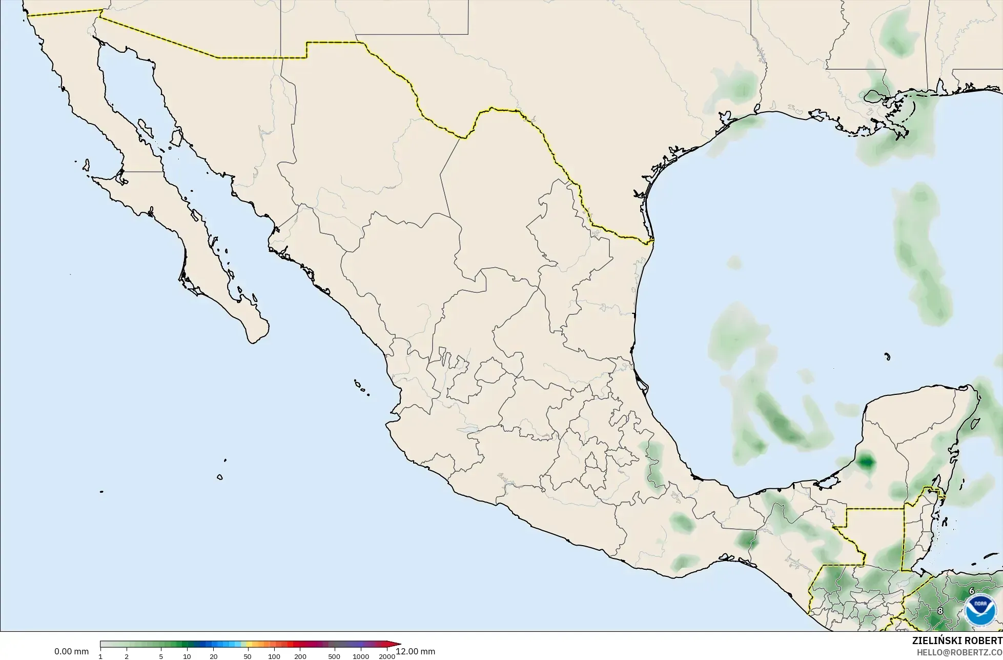 GFS modelo - México, Acumulación de precipitación