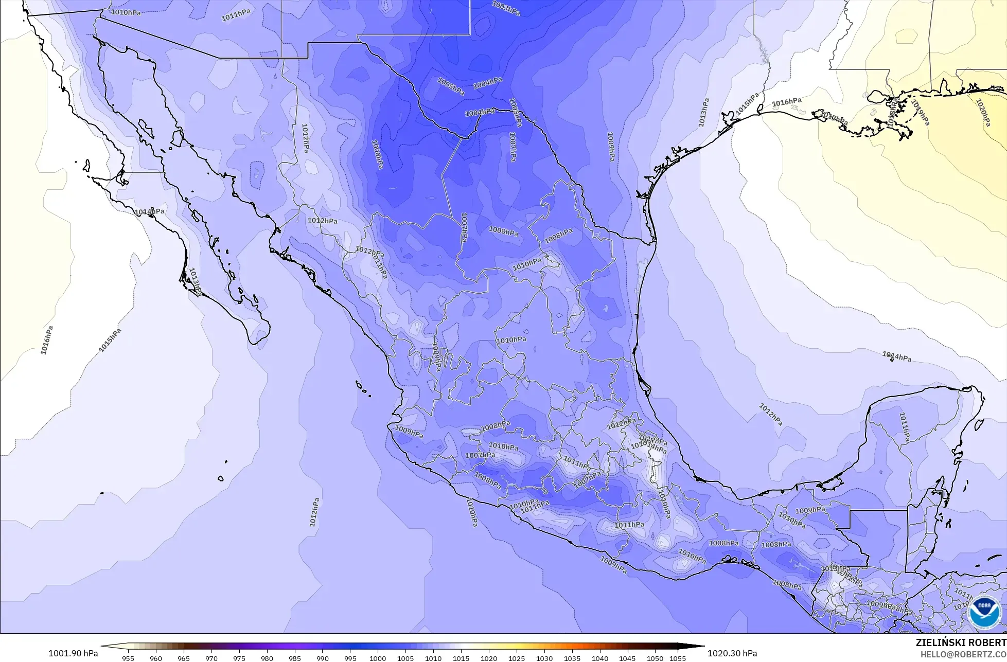 GFS modelo - México, Presión