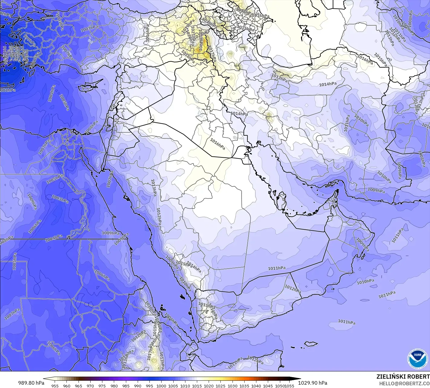 GFS modelo - Oriente Medio, Presión
