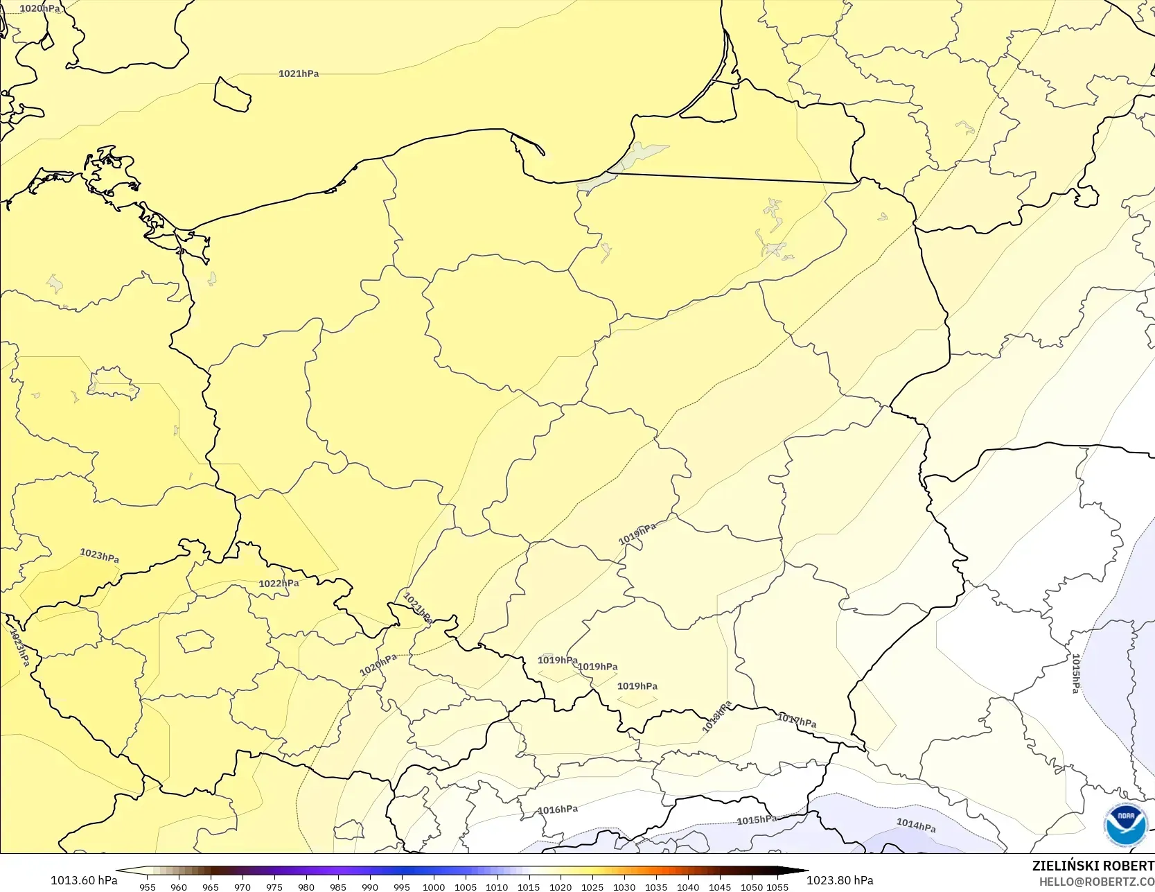 GFS modelo - Polonia, Presión