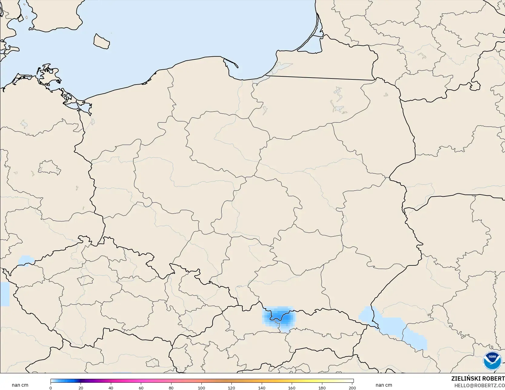 GFS modelo - Polonia, Profundidad de nieve