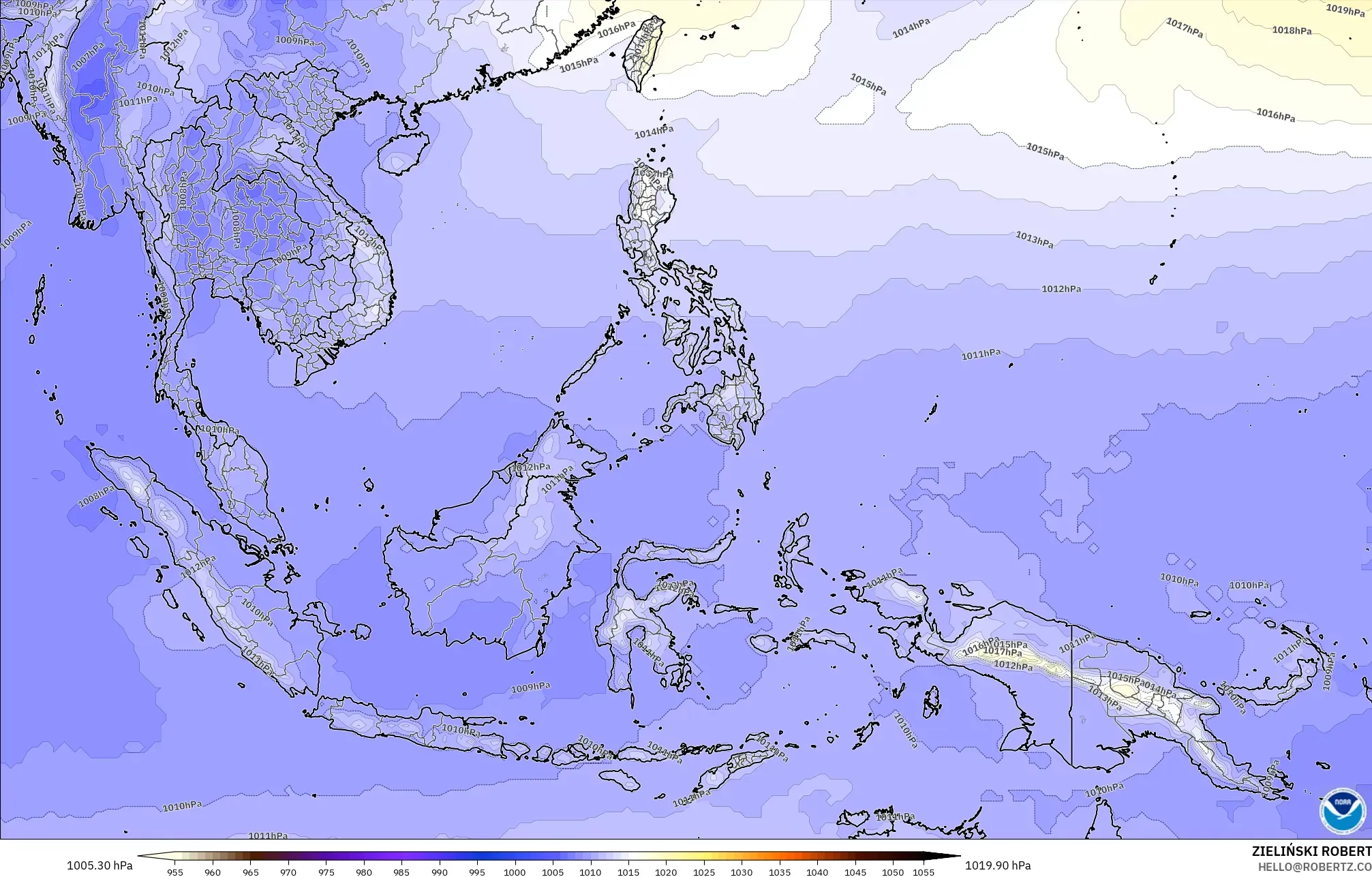 GFS modelo - Sudeste Asiático, Presión