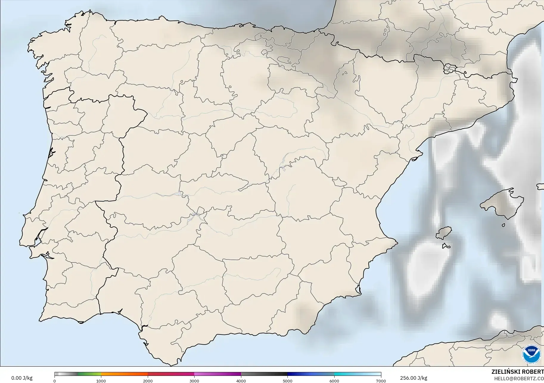 GFS modelo - España, CAPE