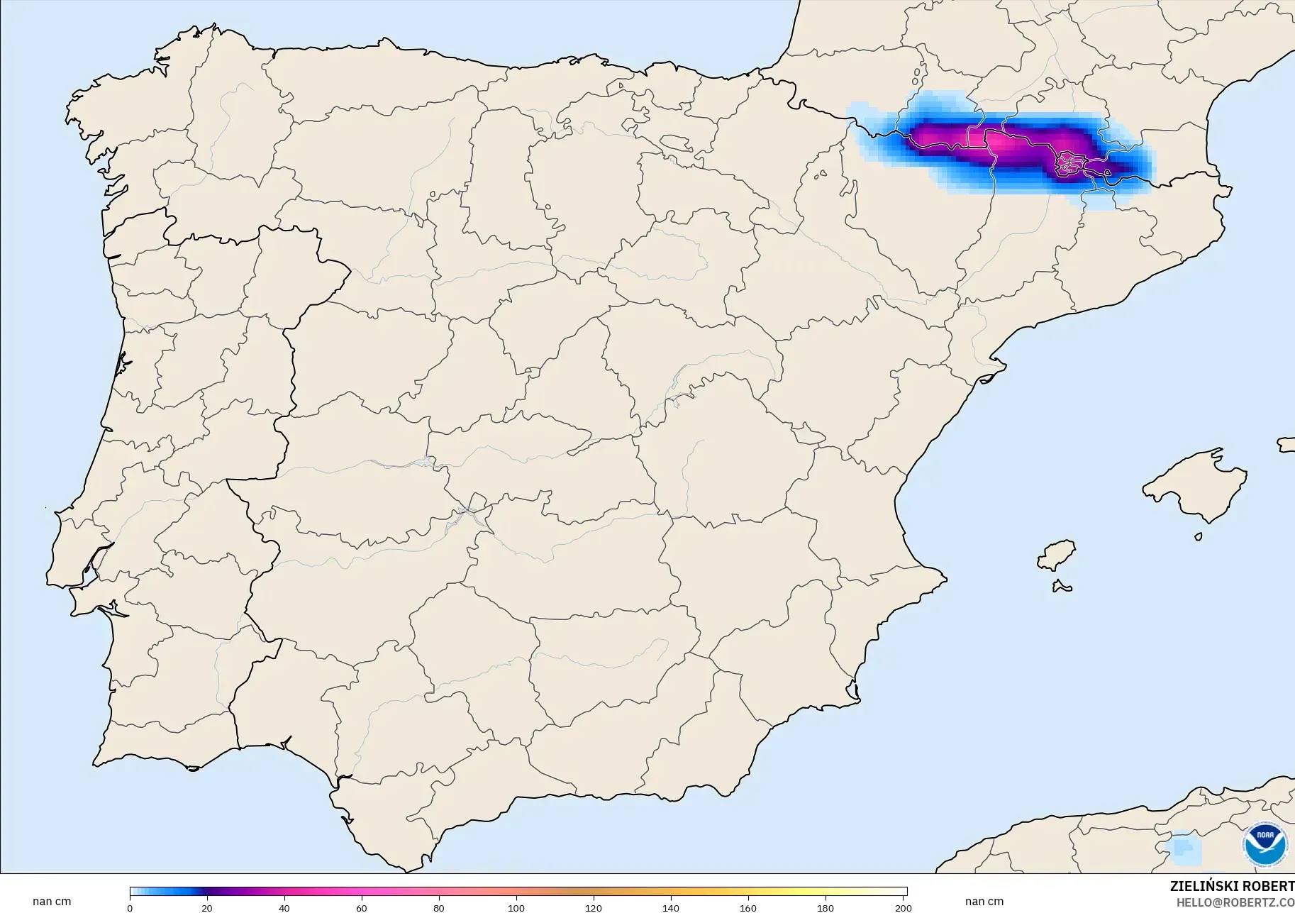 GFS modelo - España, Profundidad de nieve