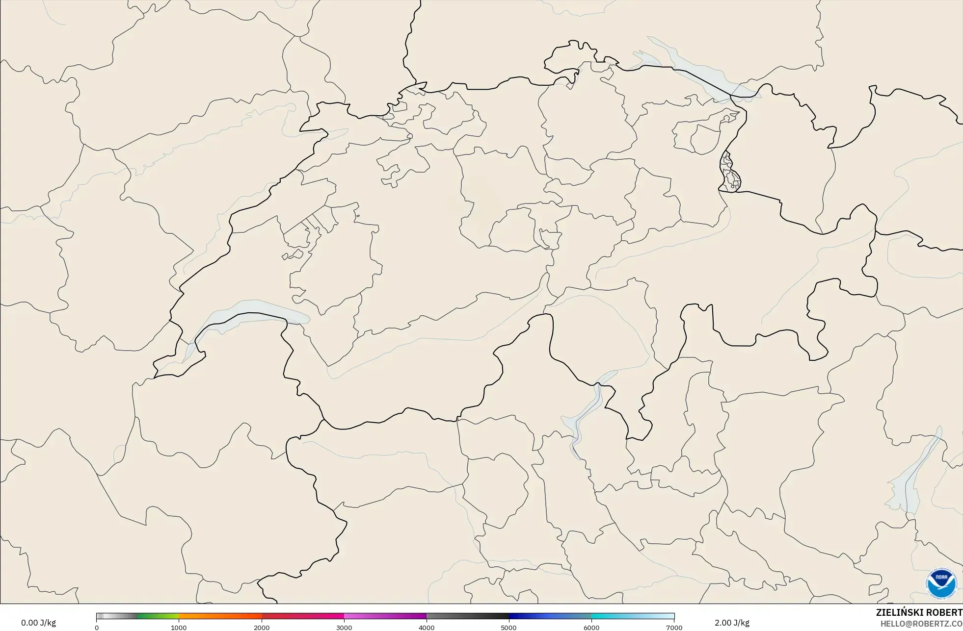 GFS modelo - Suiza, CAPE