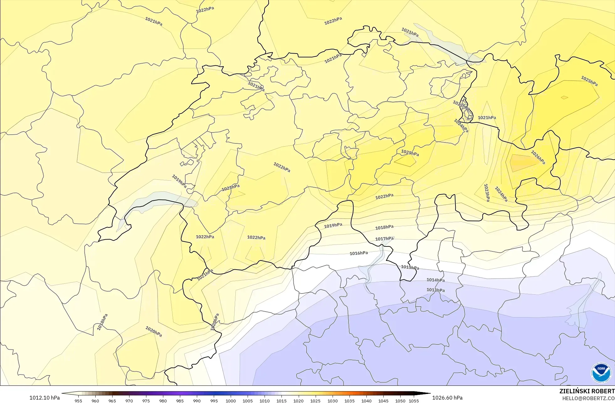 GFS modelo - Suiza, Presión