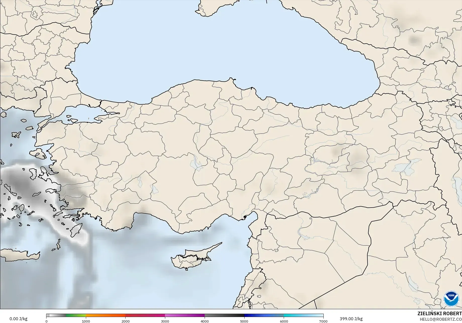 GFS modelo - Turquía, CAPE