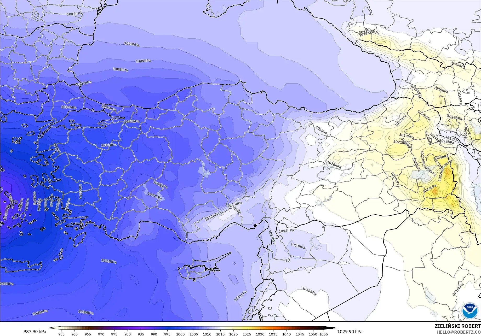 GFS modelo - Turquía, Presión