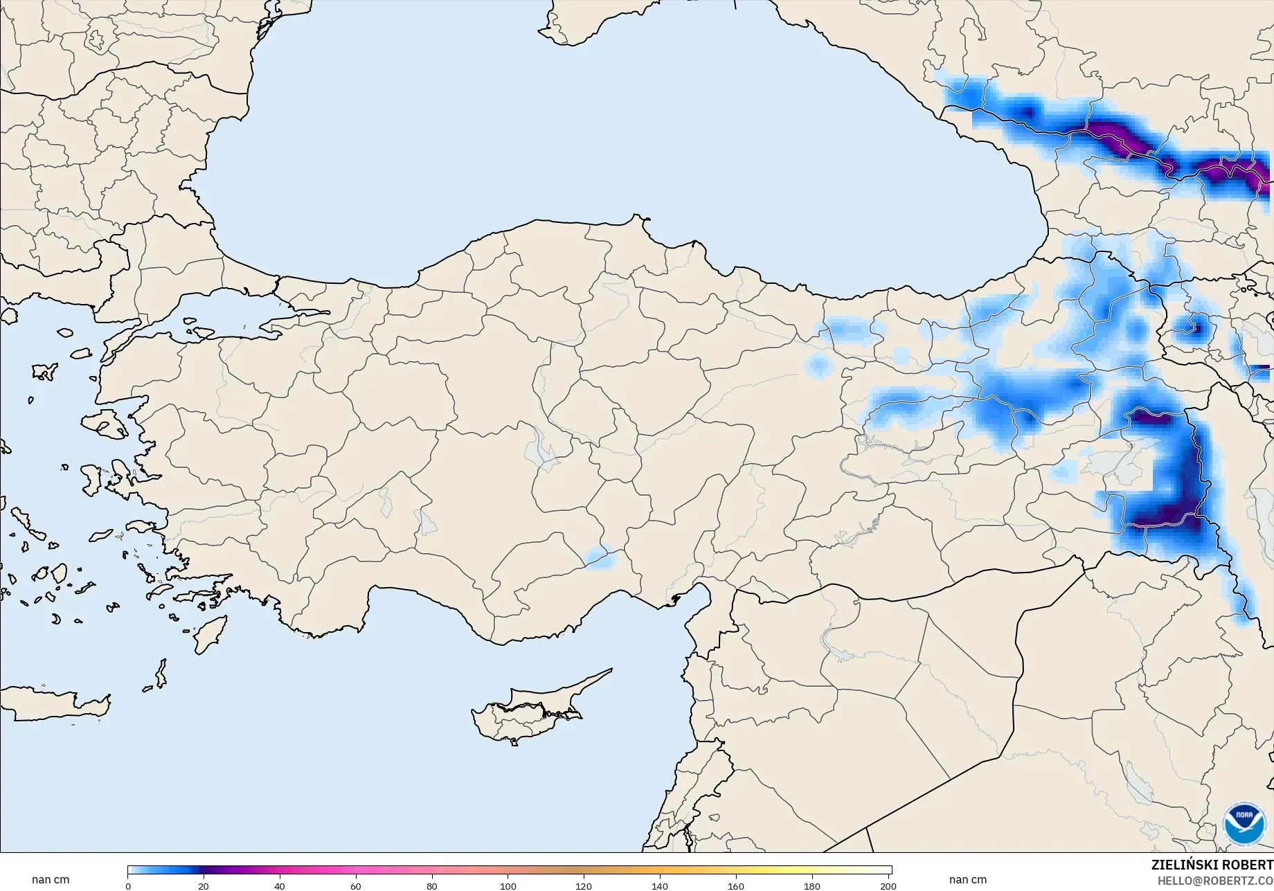 GFS modelo - Turquía, Profundidad de nieve