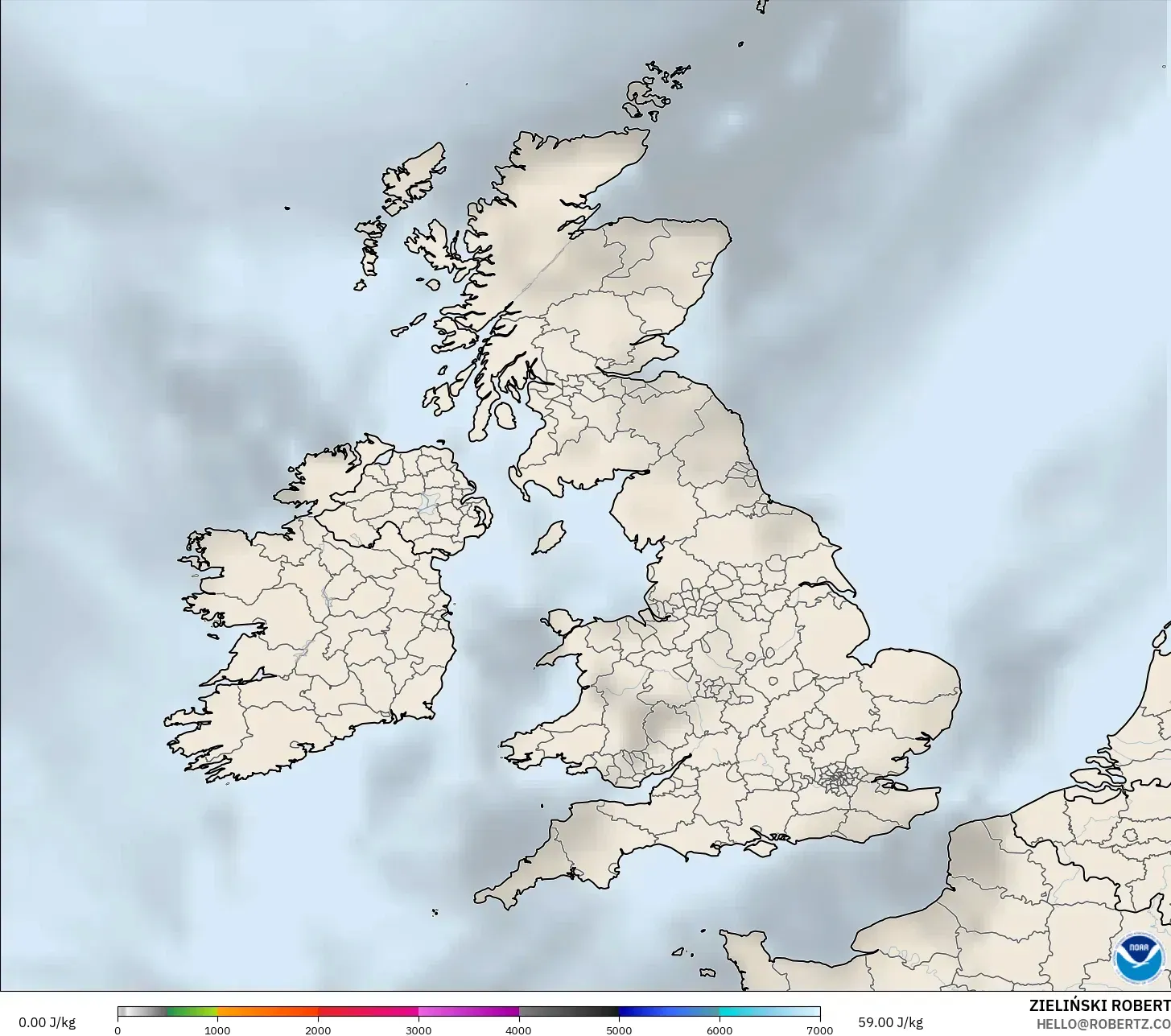 GFS modelo - Reino Unido, CAPE