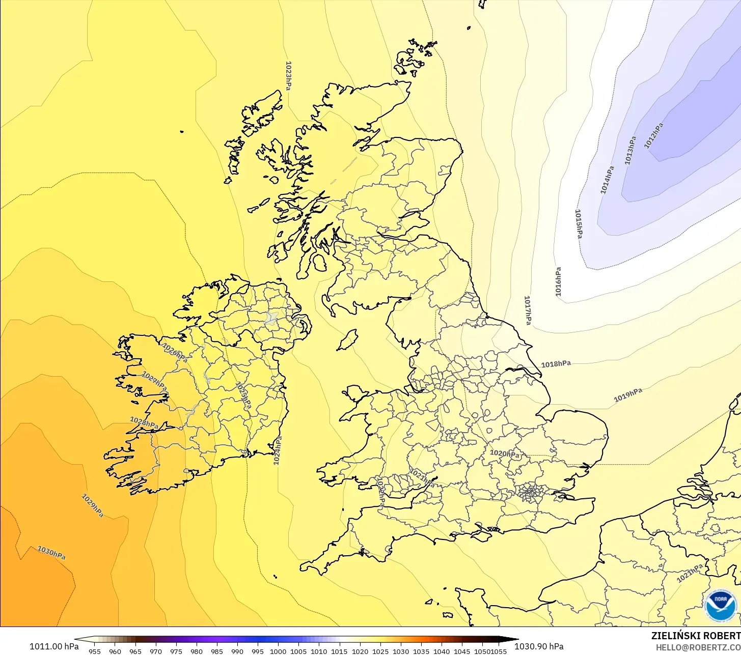 GFS modelo - Reino Unido, Presión