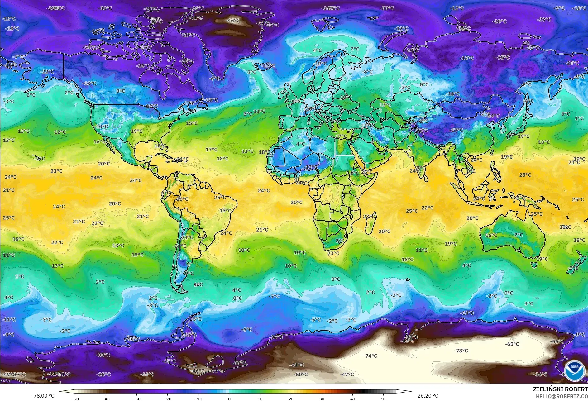 GFS modelo - Mundo, Punto de rocío a 2 m