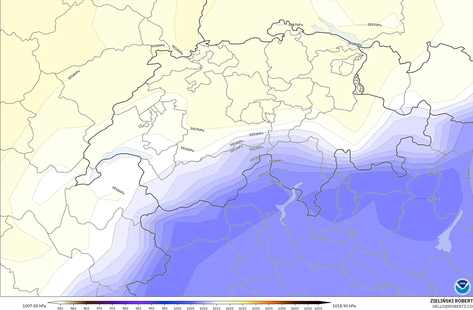GFS modelo - Suiza, Presión