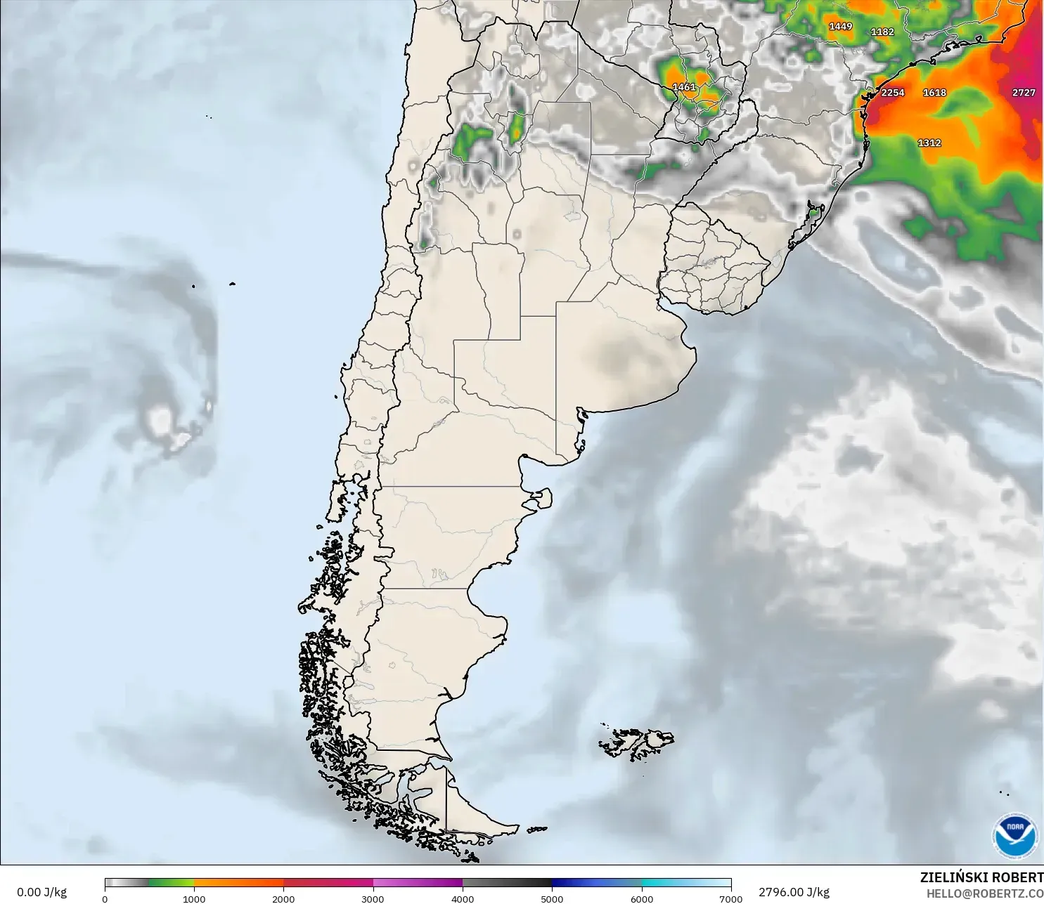 GFS modelo - Argentina, CAPE