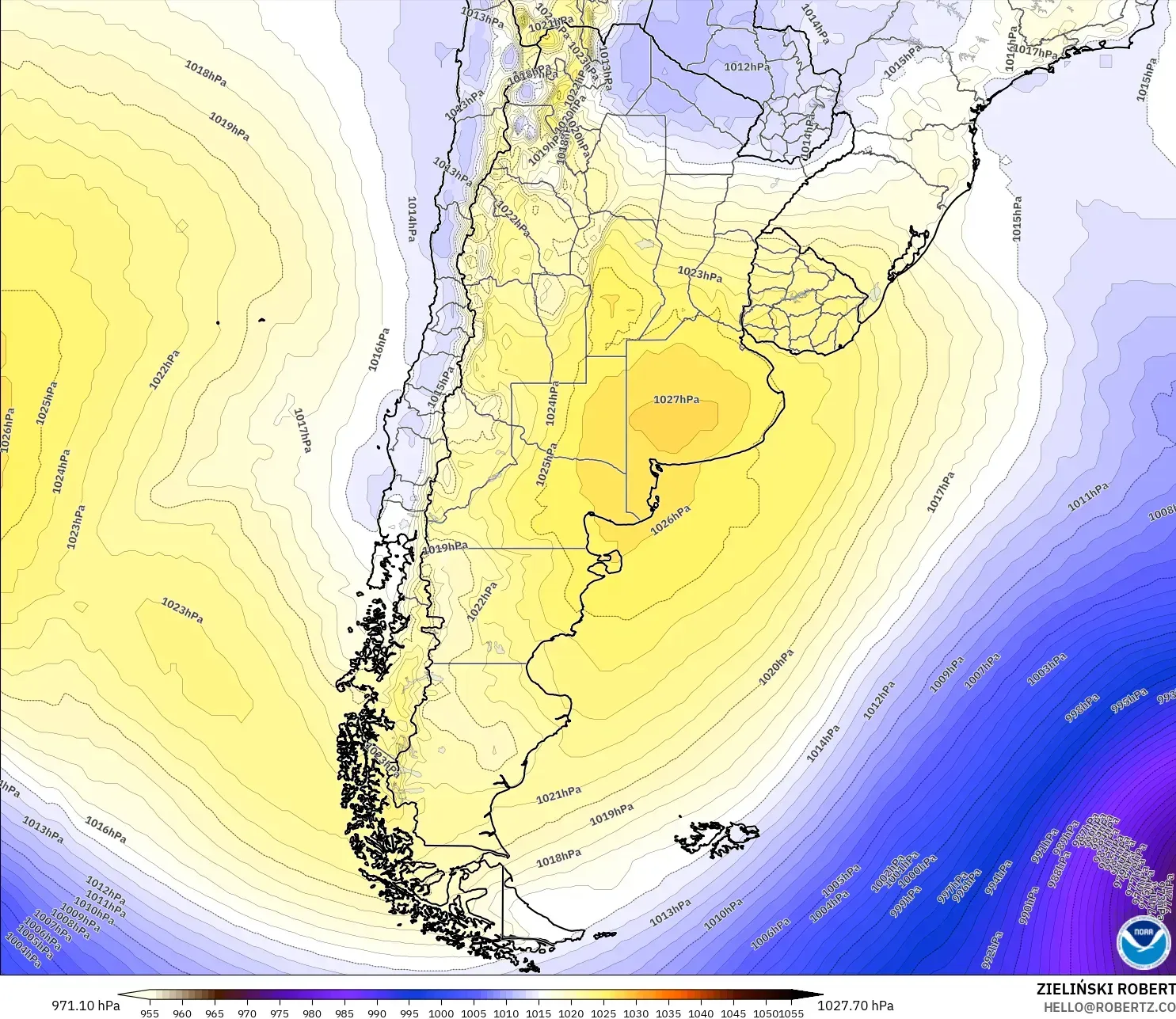 GFS modelo - Argentina, Presión