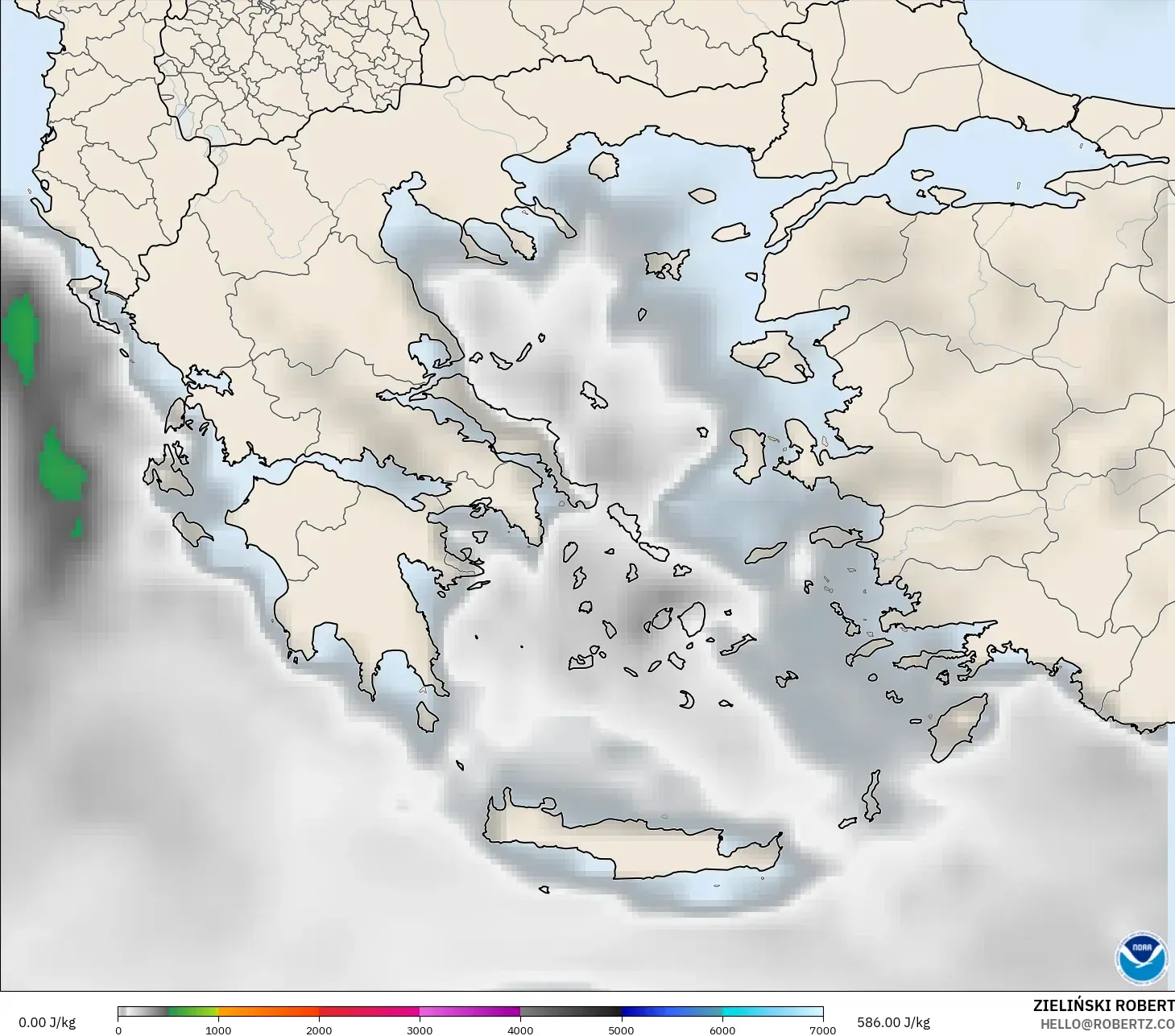 GFS modelo - Grecia, CAPE