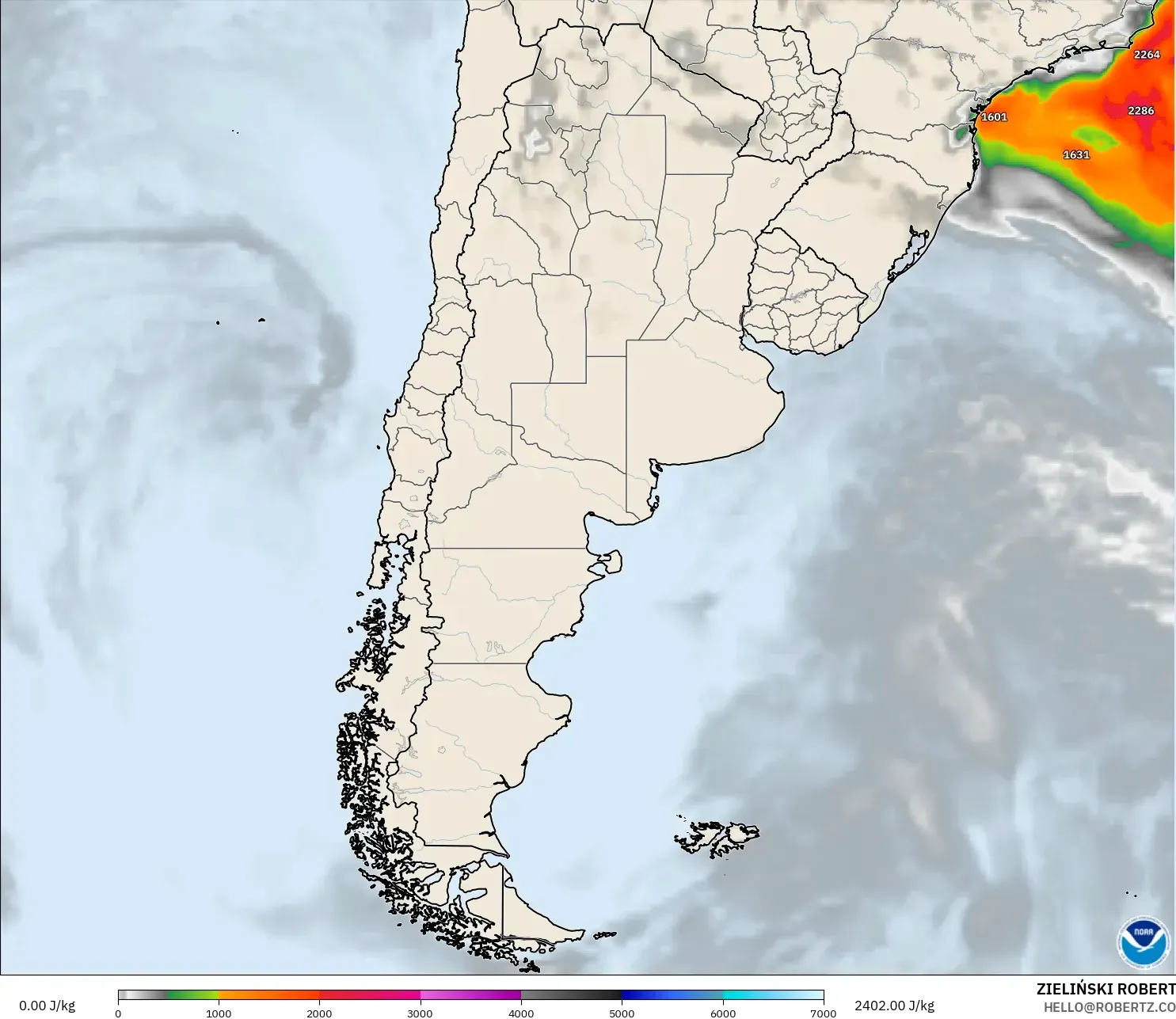 GFS modelo - Argentina, CAPE