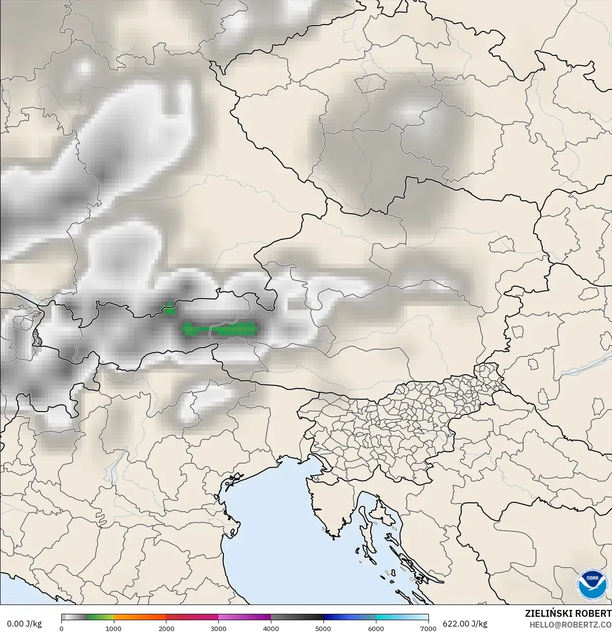 GFS modelo - Austria, CAPE