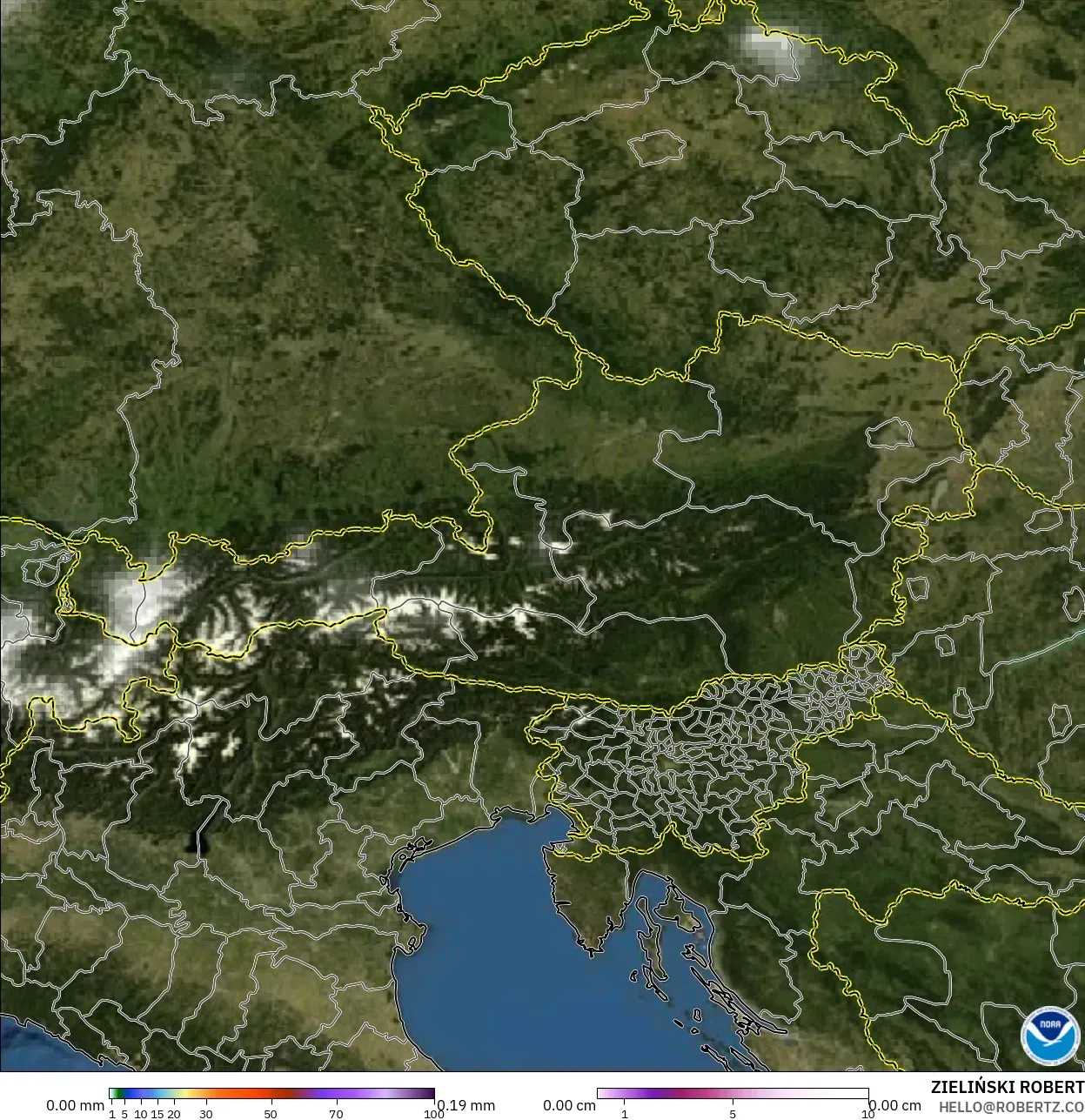 GFS modelo - Austria, Precipitación, nubes y presión
