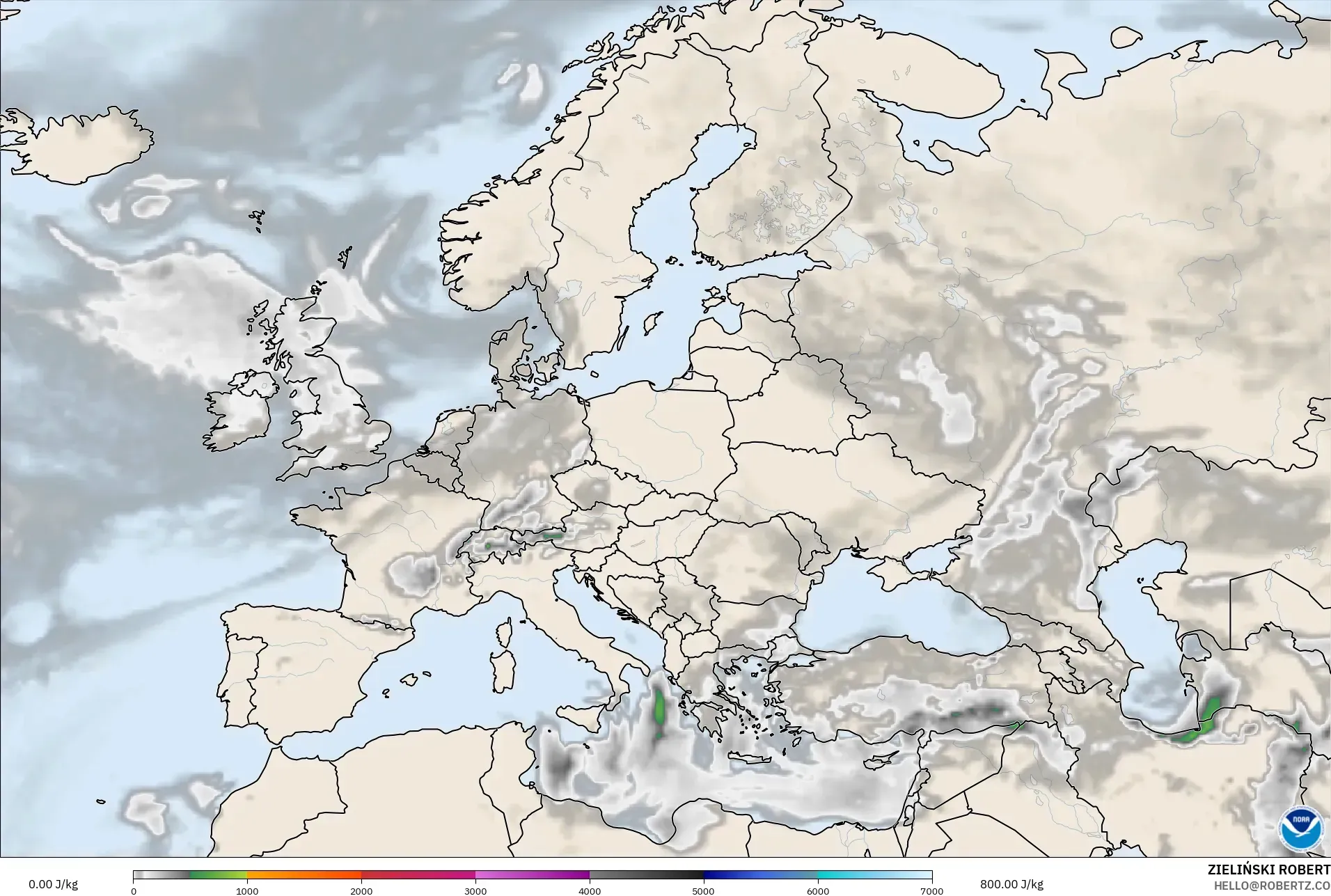GFS modelo - Europa, CAPE
