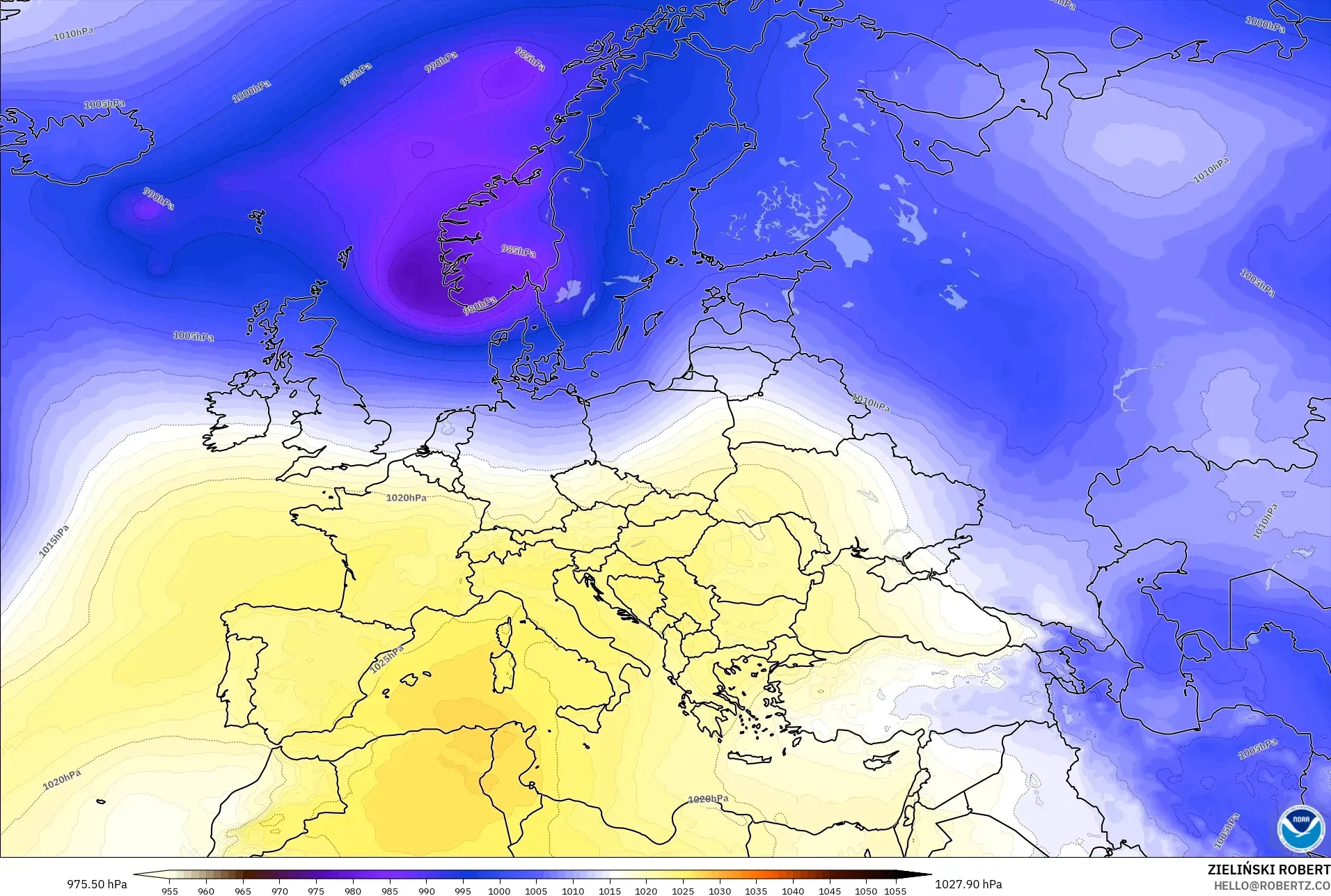 GFS modelo - Europa, Presión