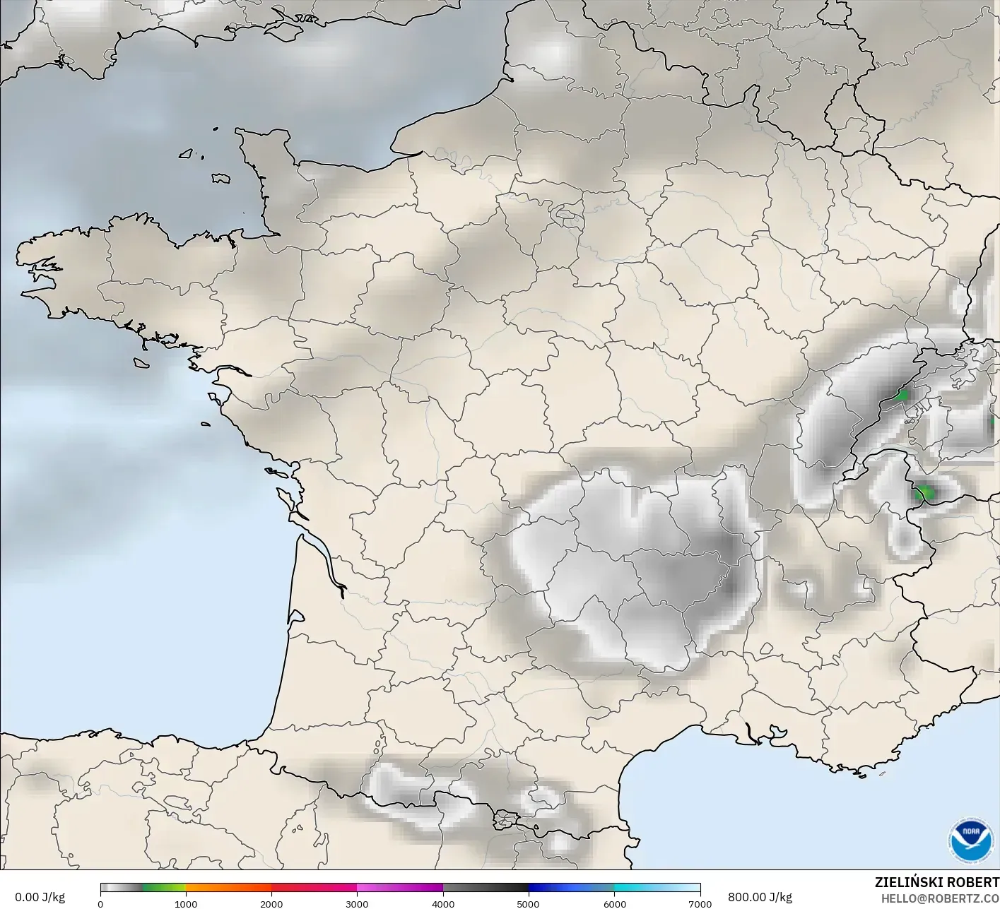 GFS modelo - Francia, CAPE