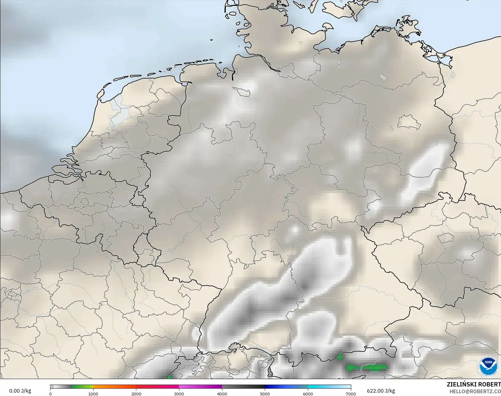 GFS modelo - Alemania, CAPE