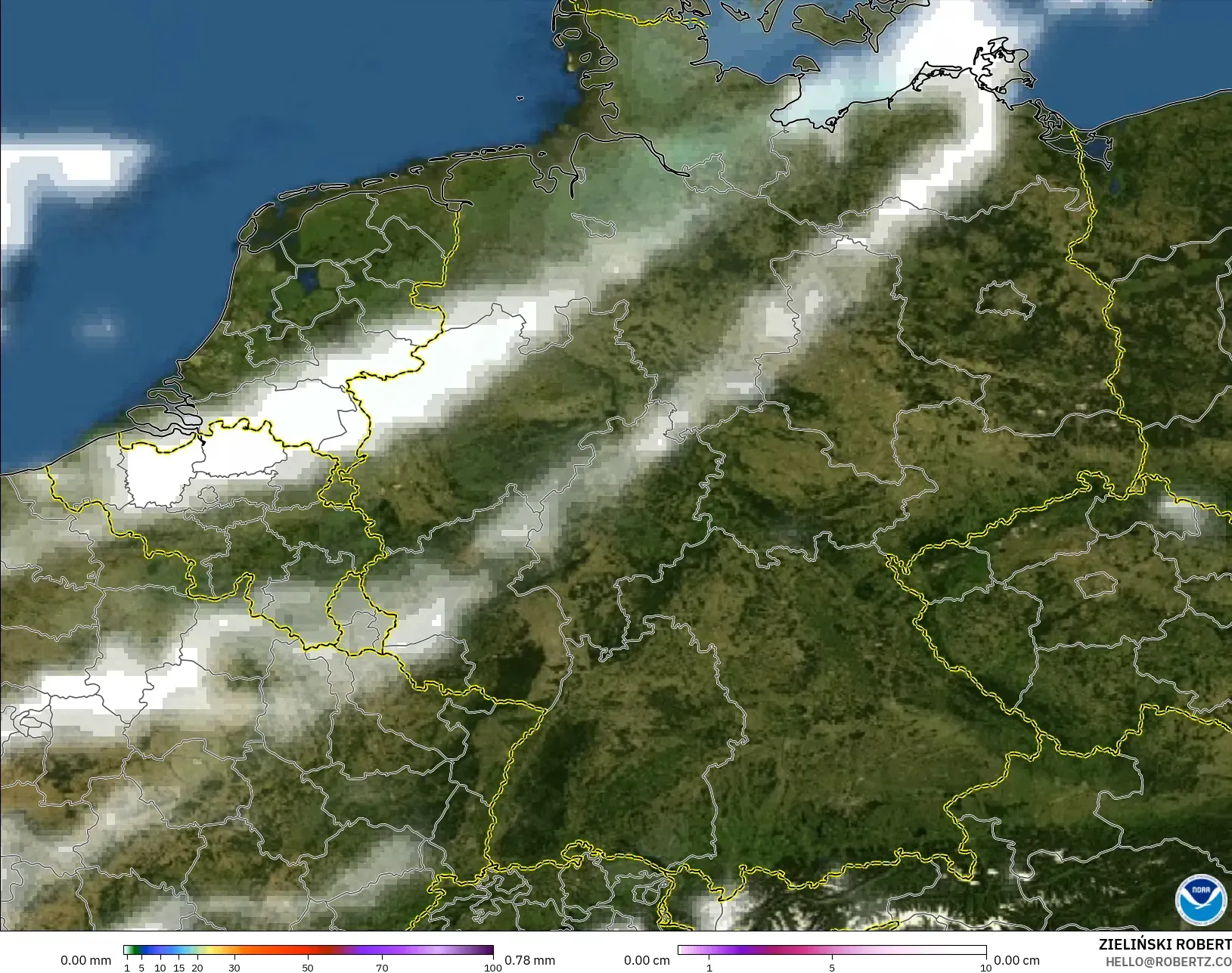GFS modelo - Alemania, Precipitación, nubes y presión