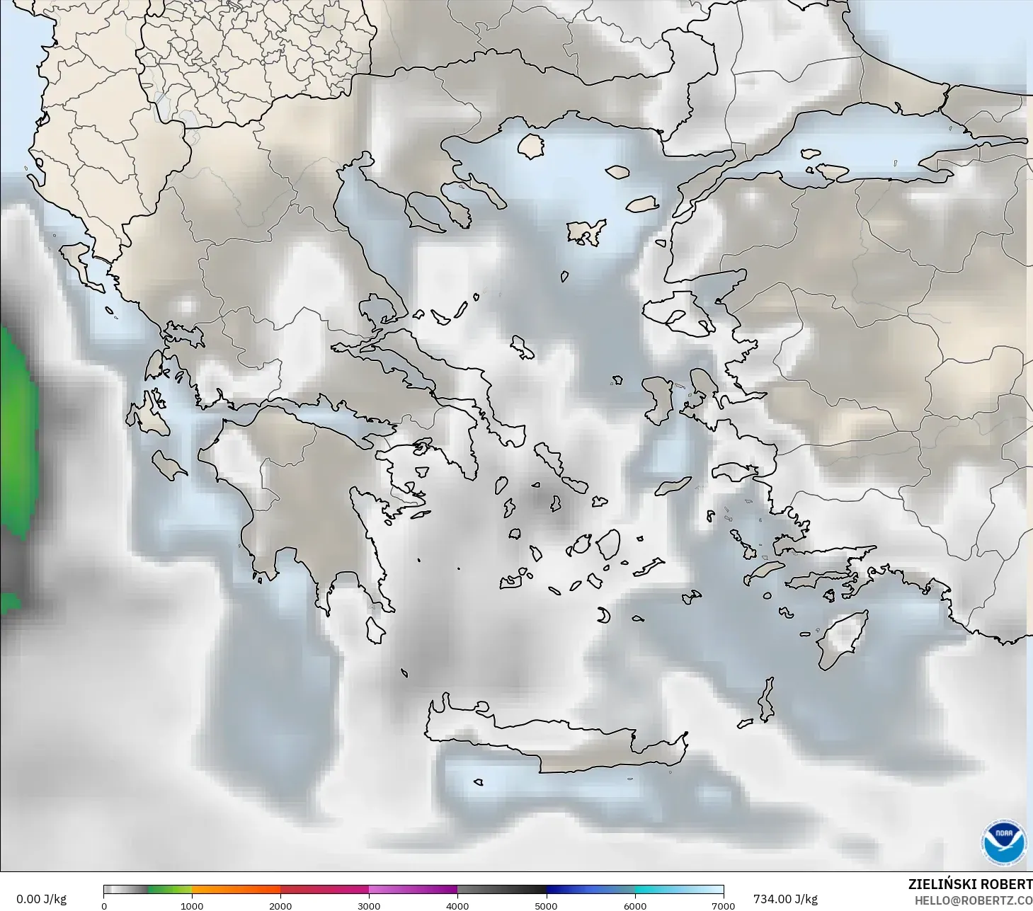 GFS modelo - Grecia, CAPE
