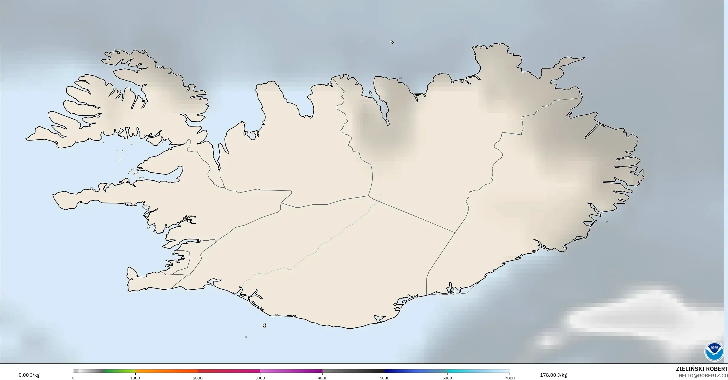 GFS modelo - Islandia, CAPE