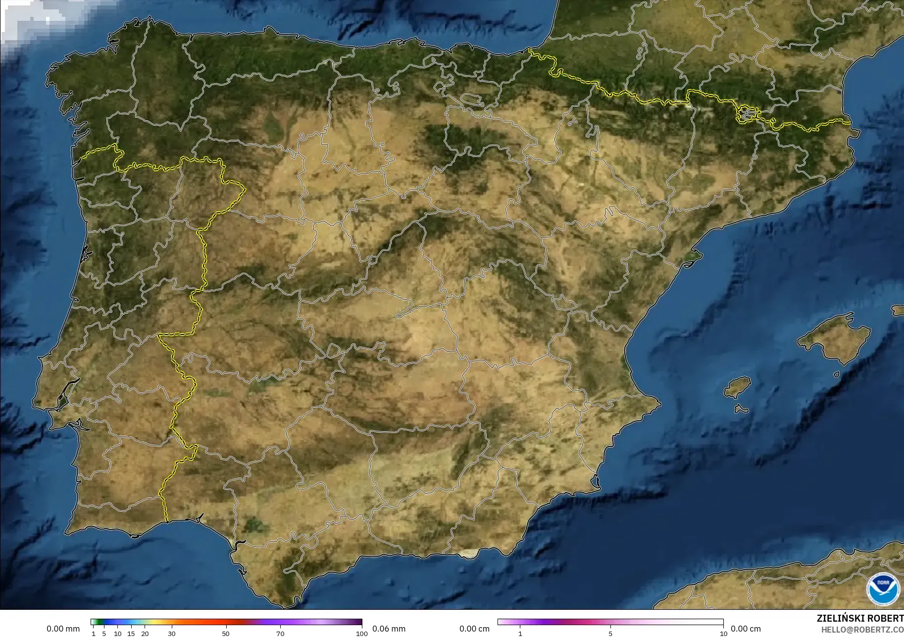 GFS modelo - España, Precipitación, nubes y presión