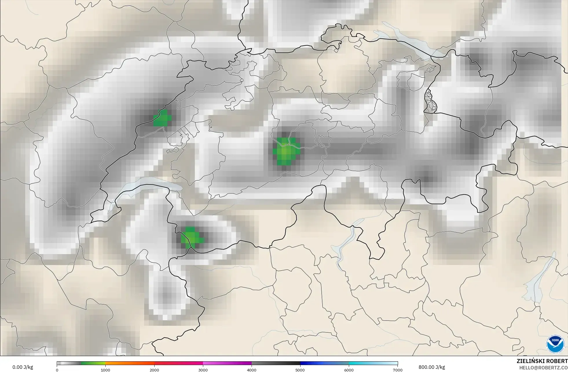 GFS modelo - Suiza, CAPE