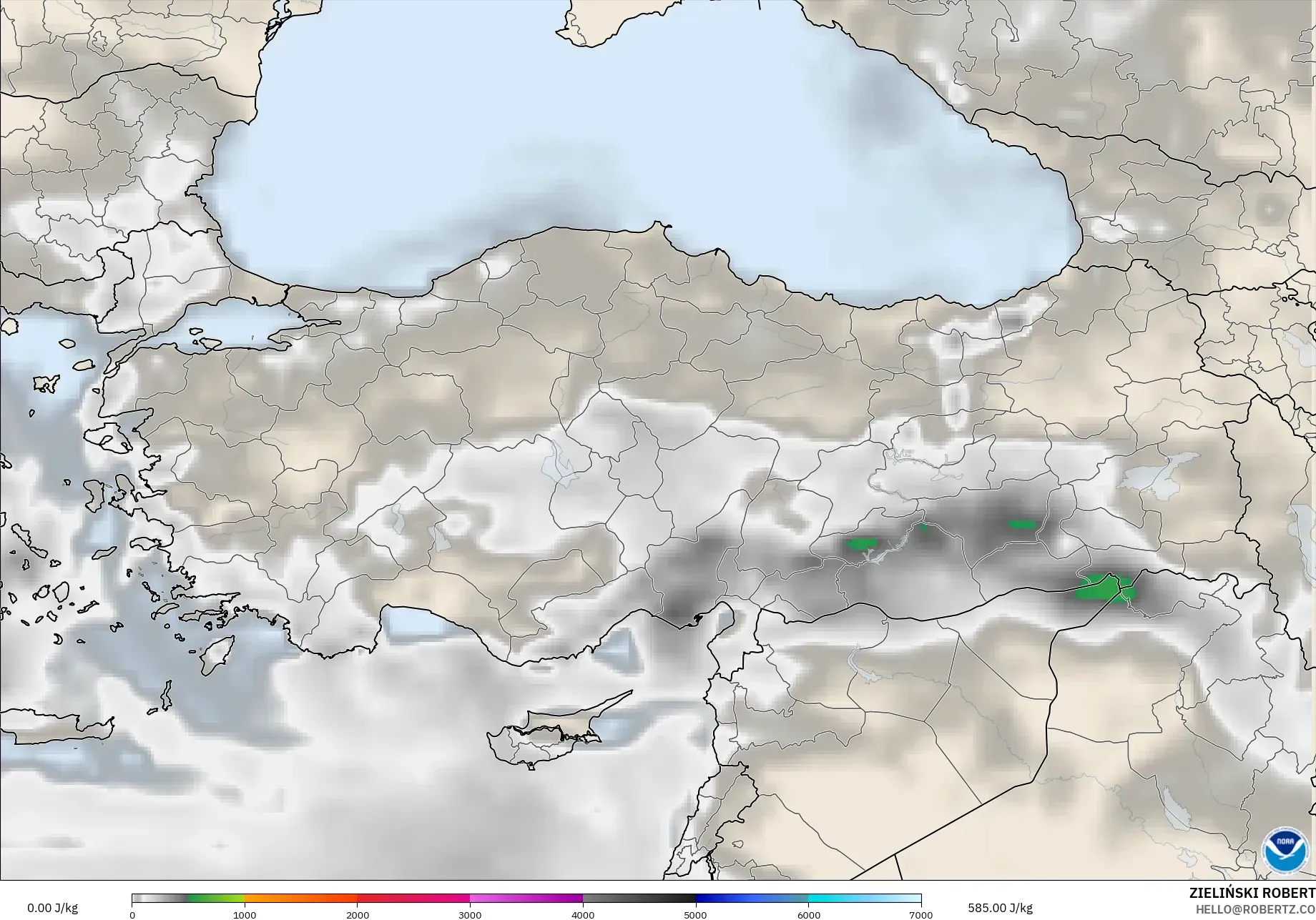 GFS modelo - Turquía, CAPE