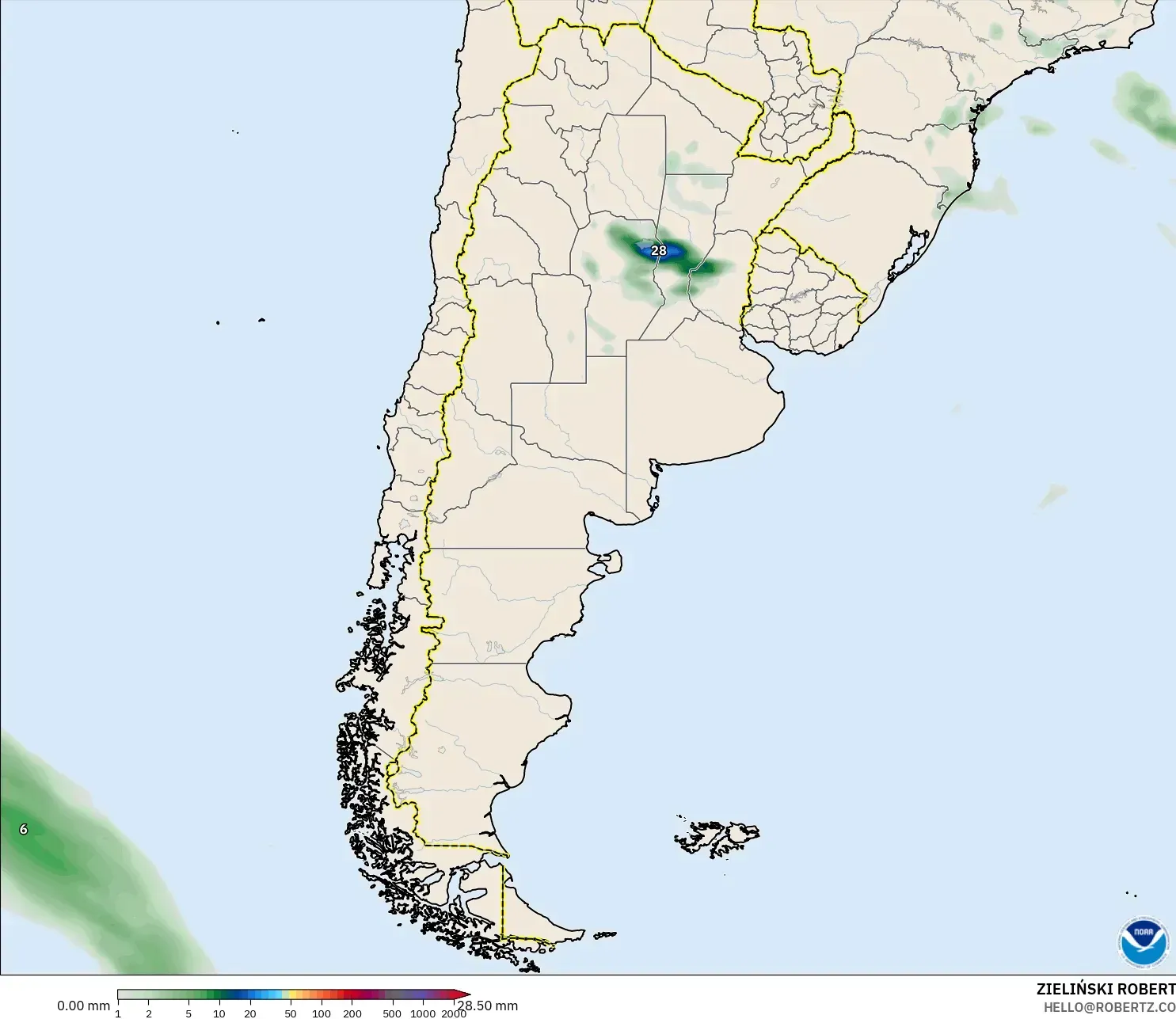 GFS modelo - Argentina, Acumulación de precipitación
