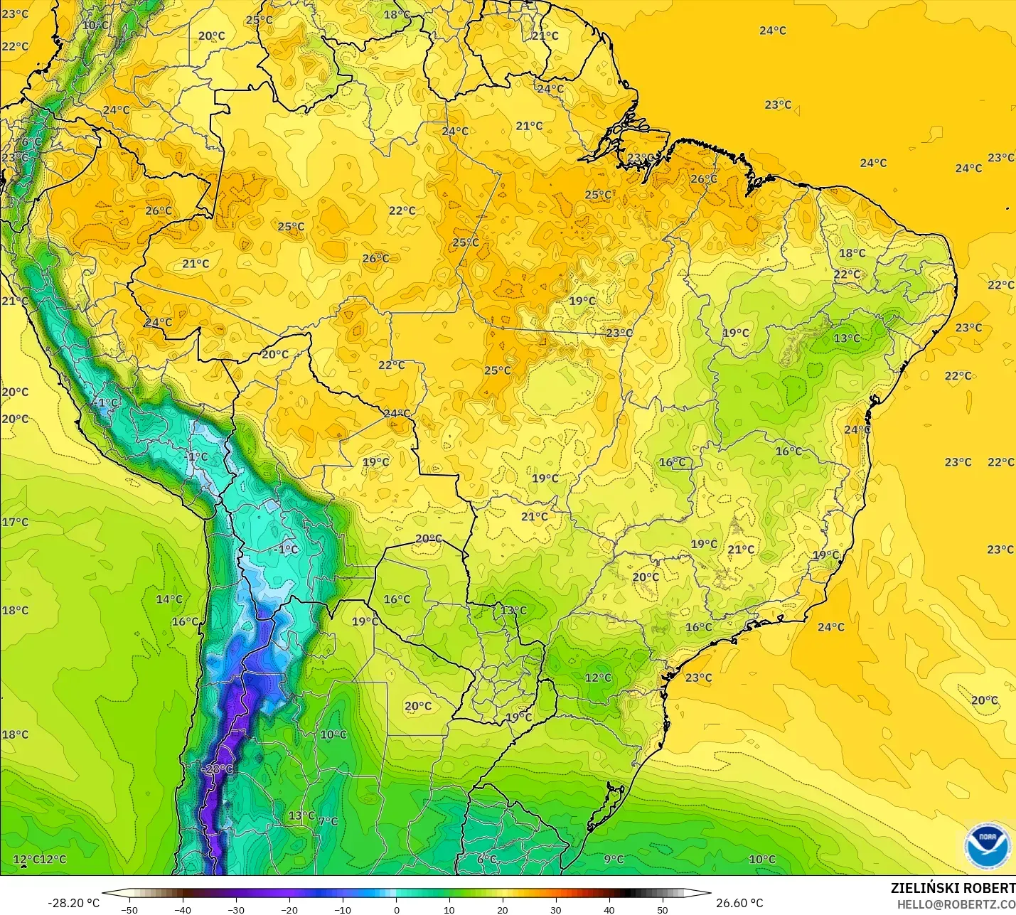 GFS modelo - Brasil, Punto de rocío a 2 m
