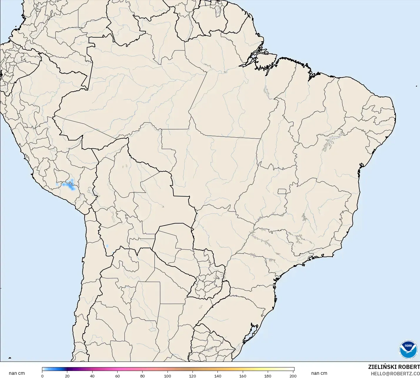 GFS modelo - Brasil, Profundidad de nieve