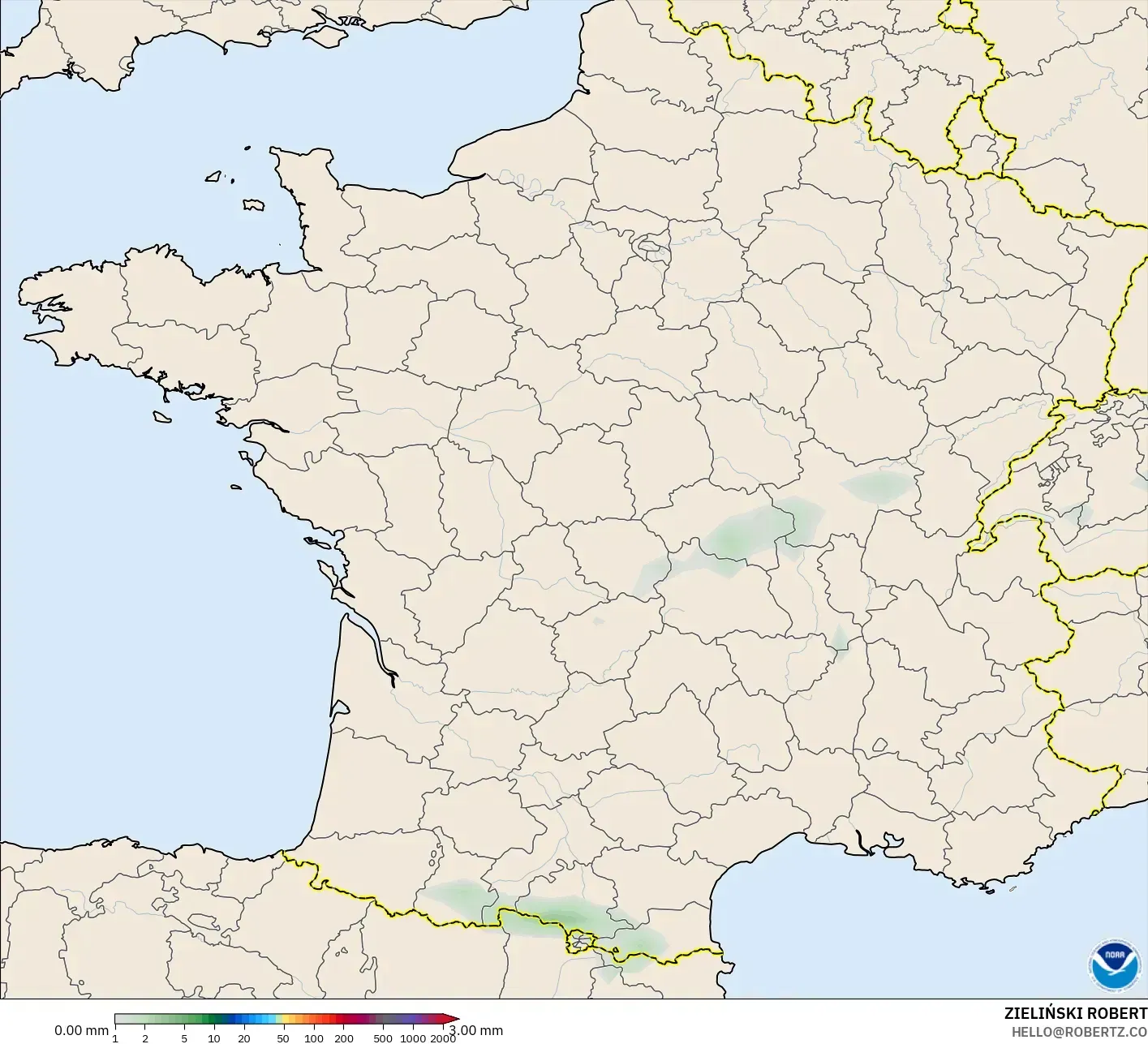 GFS modelo - Francia, Acumulación de precipitación