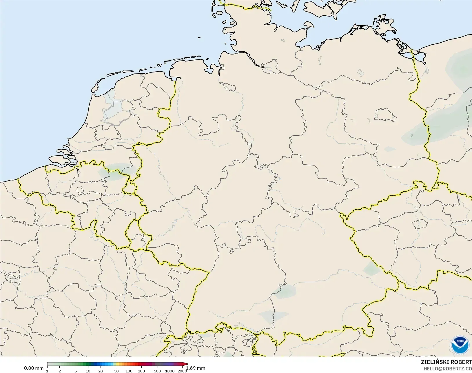 GFS modelo - Alemania, Acumulación de precipitación