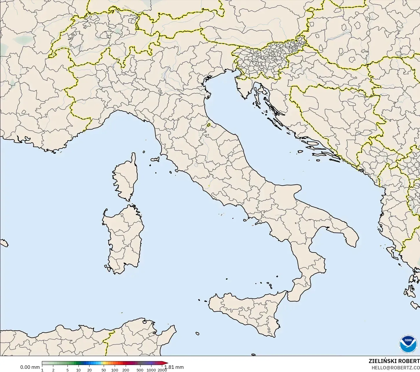 GFS modelo - Italia, Acumulación de precipitación