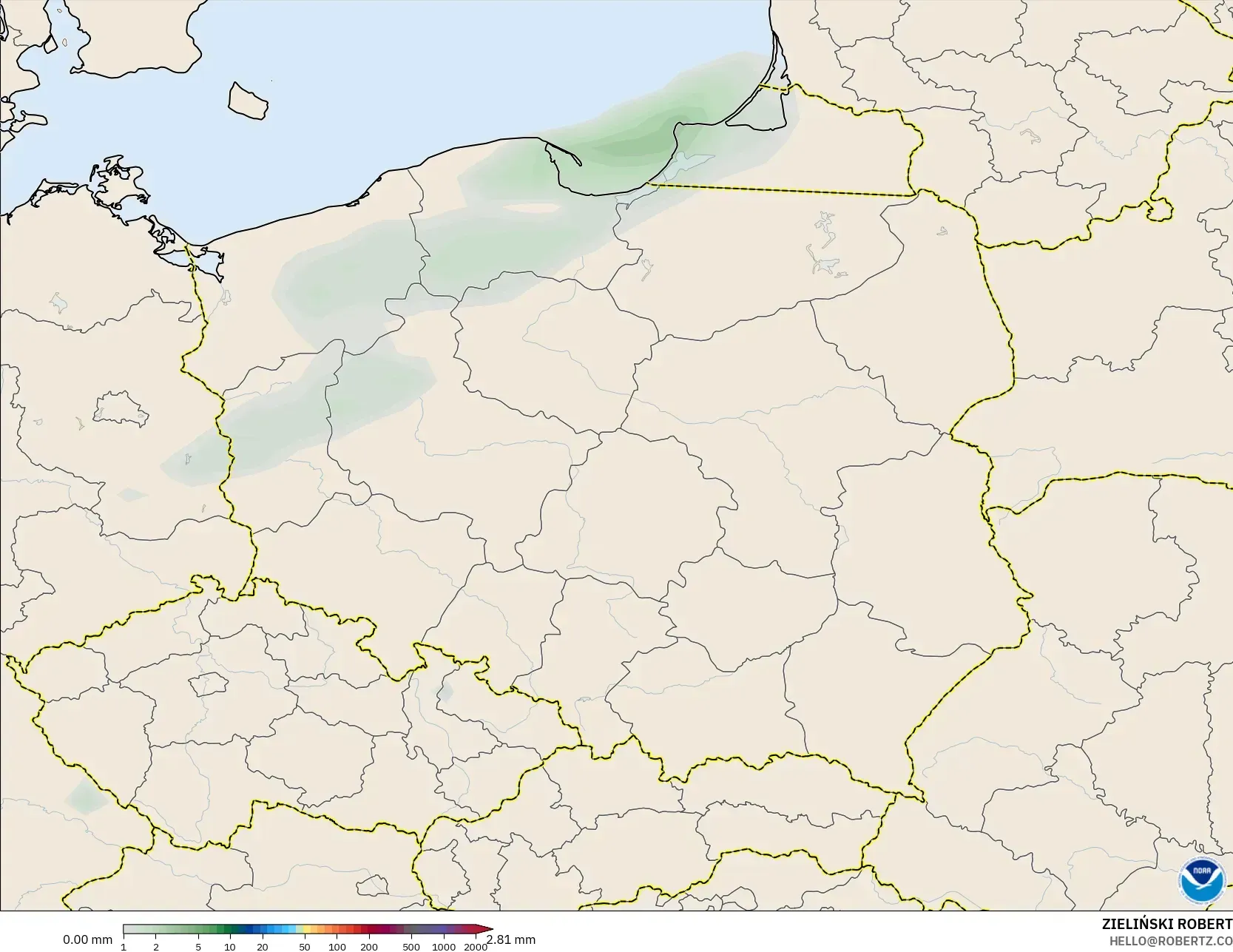 GFS modelo - Polonia, Acumulación de precipitación