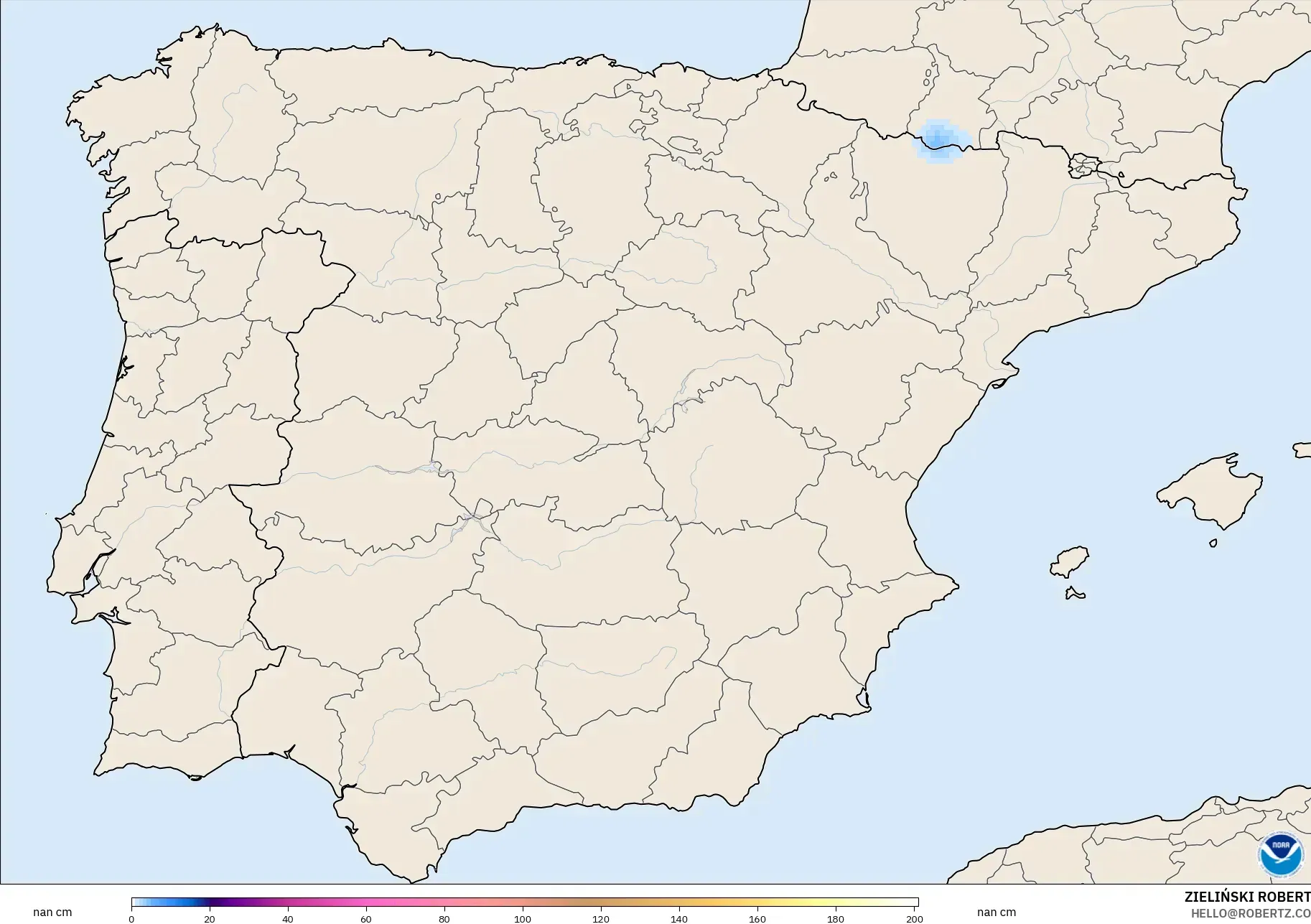 GFS modelo - España, Profundidad de nieve