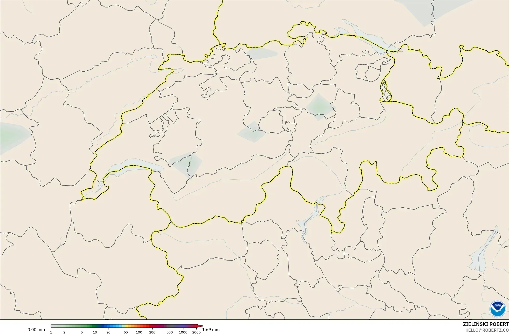GFS modelo - Suiza, Acumulación de precipitación